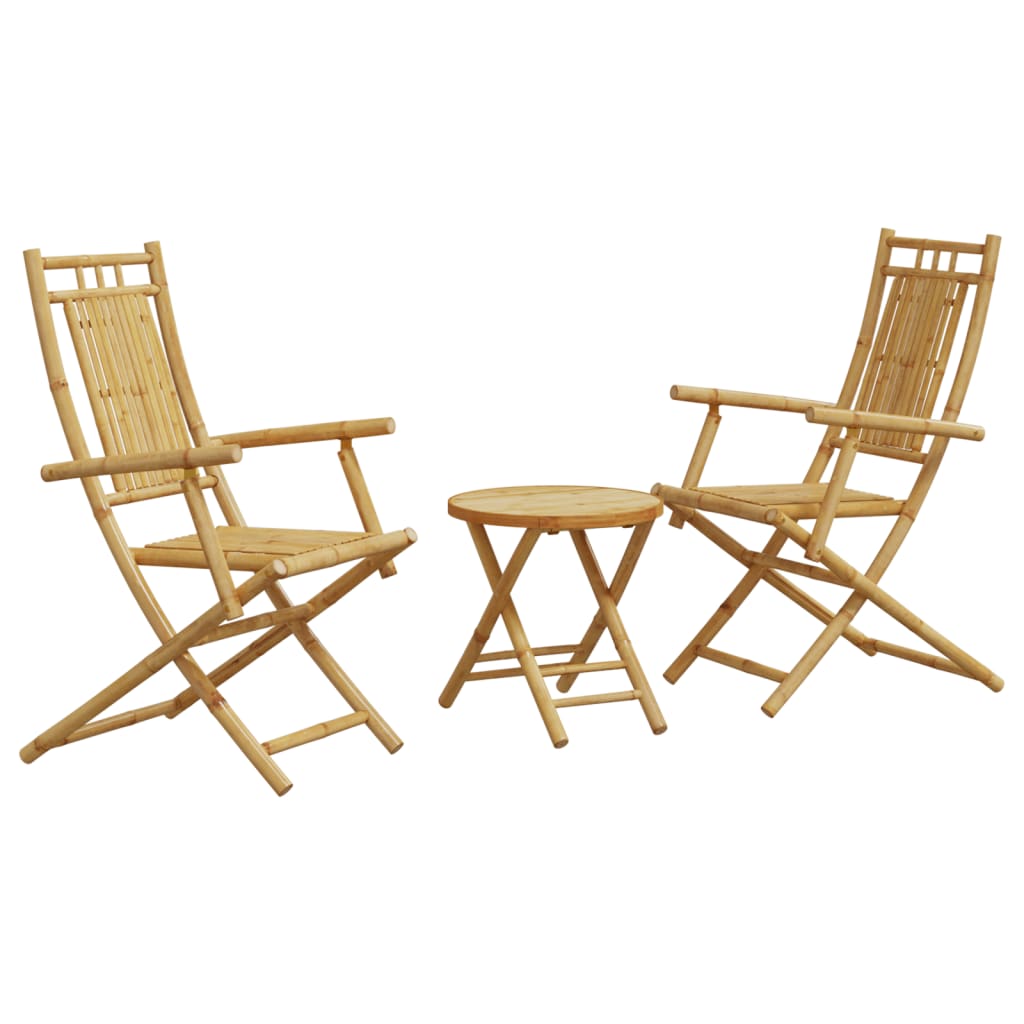 vidaXL juego de mesa y sillas de jardín 3 piezas bambú