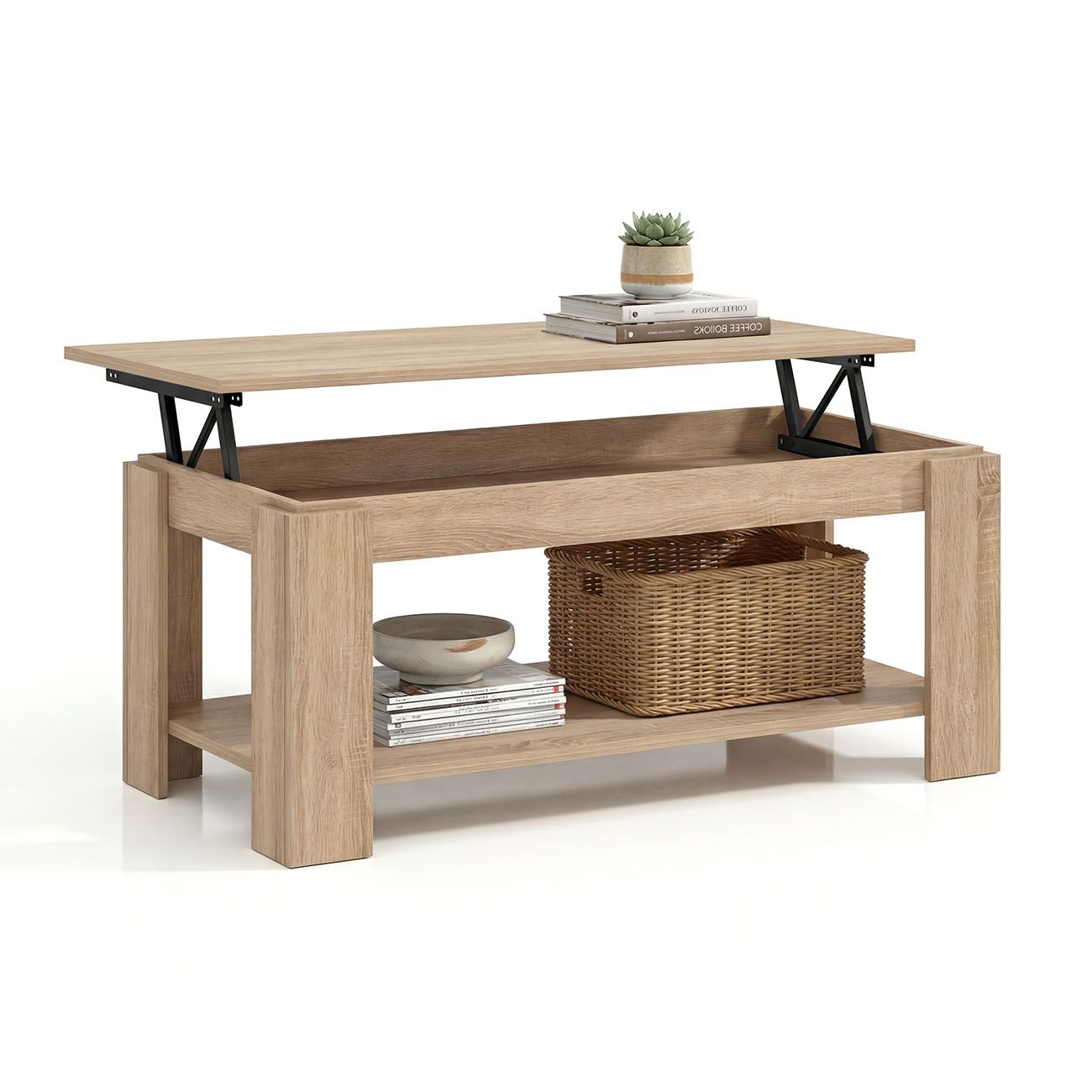 Mesa de centro com arrumação 102x43-54 cm lya