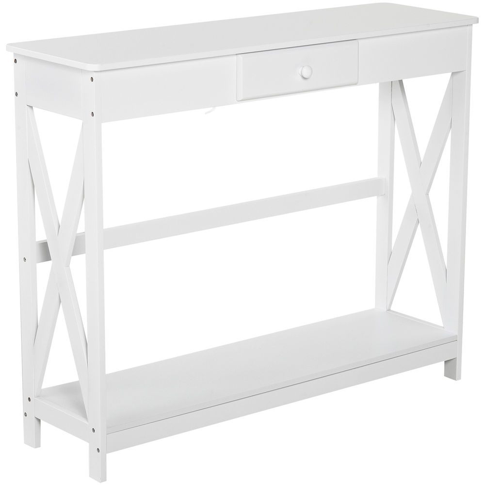 Mesa de consola 100cmx30cmx81cm mdf color blanco Homcom, casa - mesas