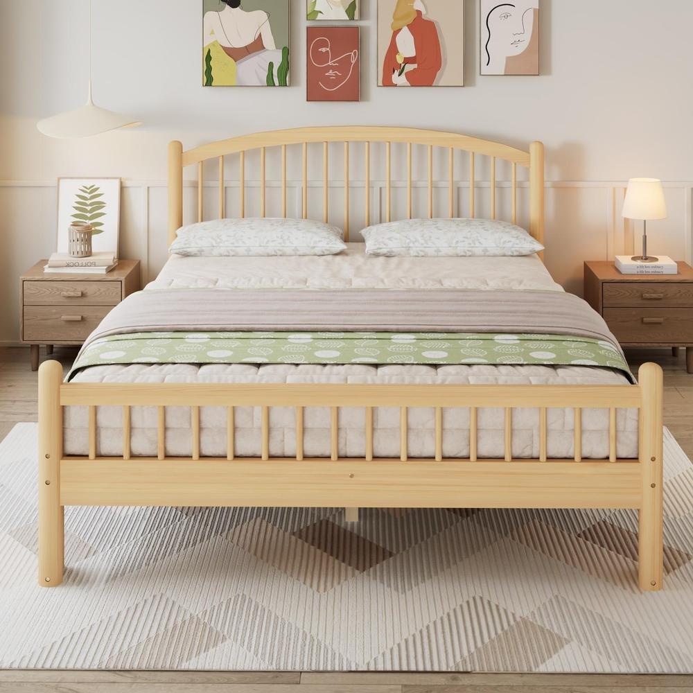 Cama infantil 140x200cm em madeira maciça natural com estrado ripas