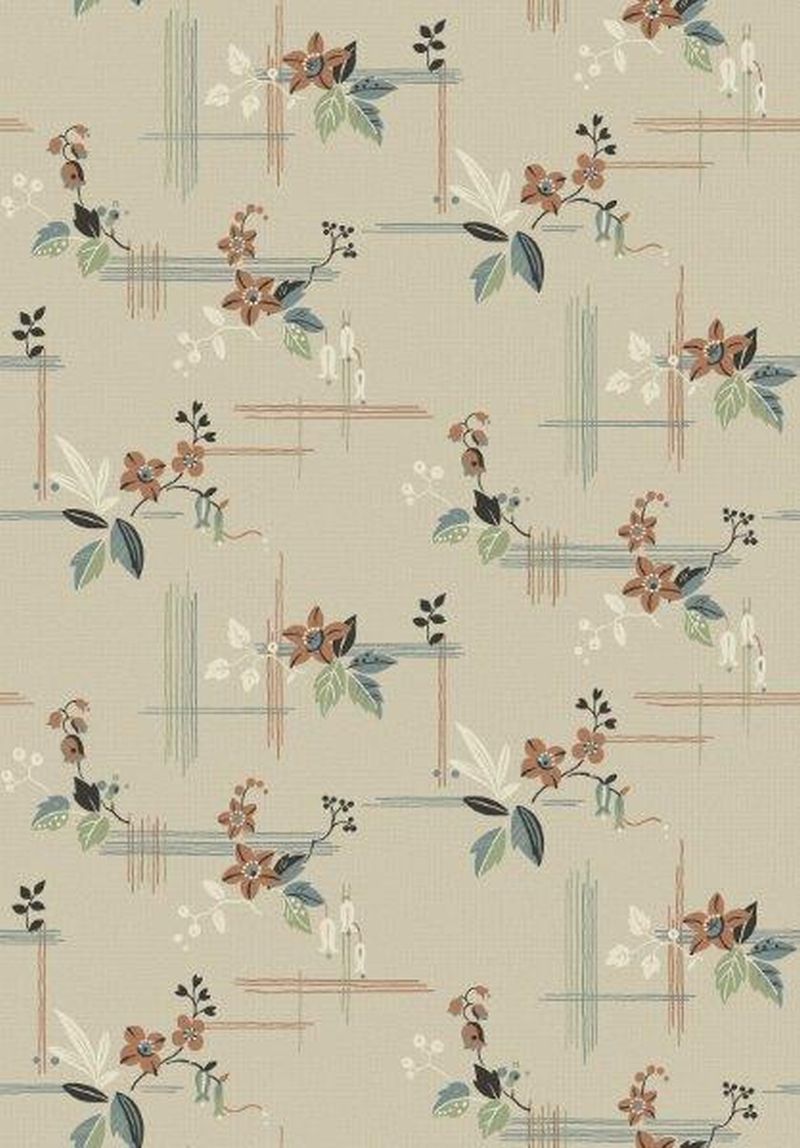 Borastapeter papel de parede flores vintage bege,terracotaeverde