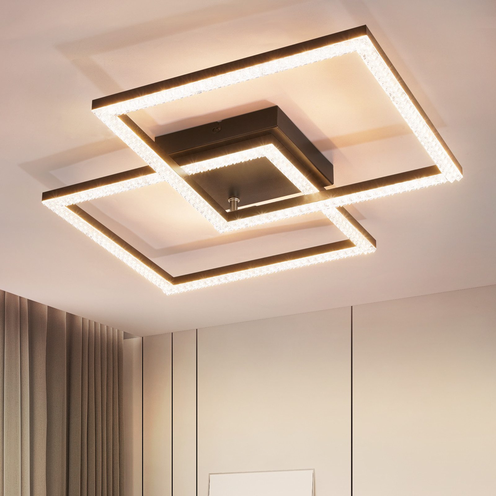 Nettlife LED luz de teto sala estar preto 3000k quente branco cristal