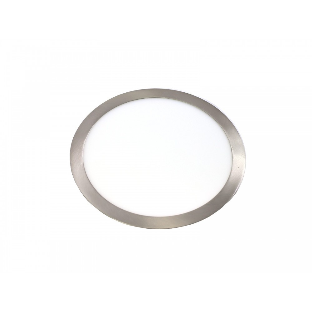 Downlight LED 24w luz fria 6000ºk. Acabamento de aço embutido redondo