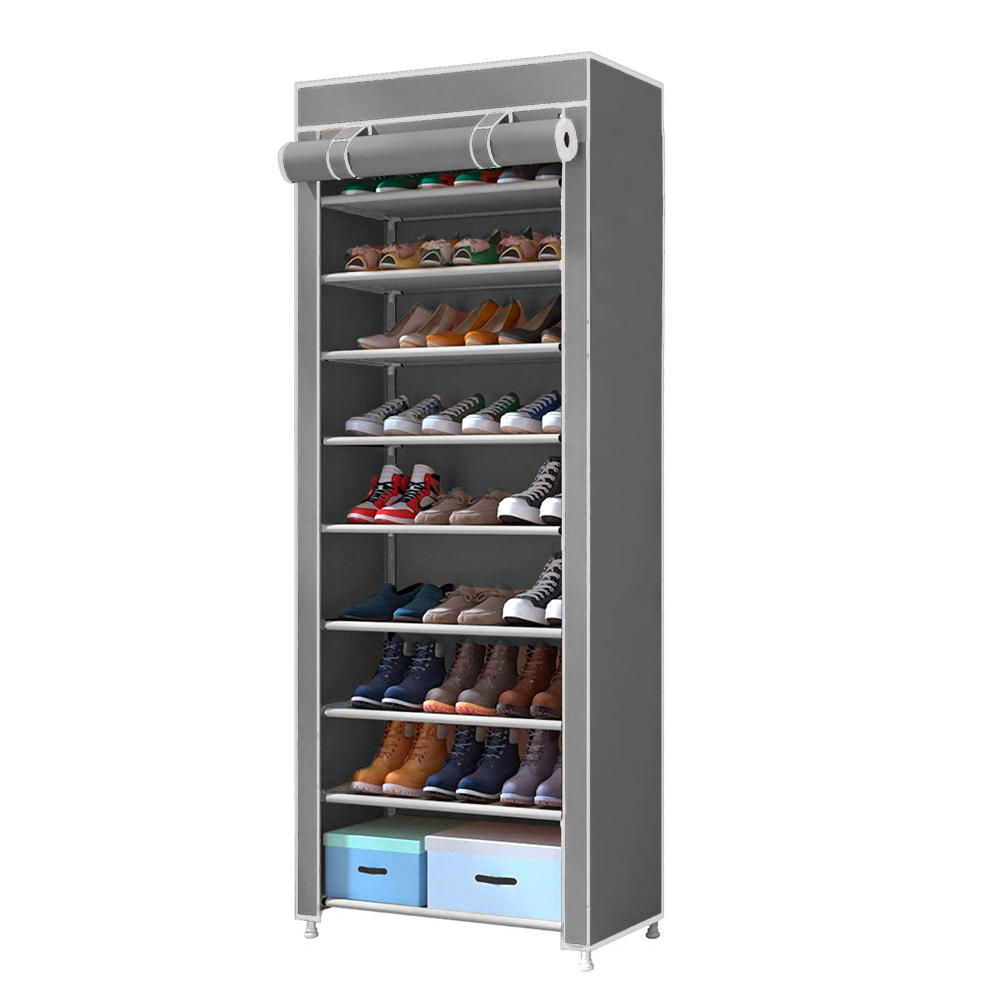 Sapateira em tecido com porta nyana home 160x60x30 cm cinza
