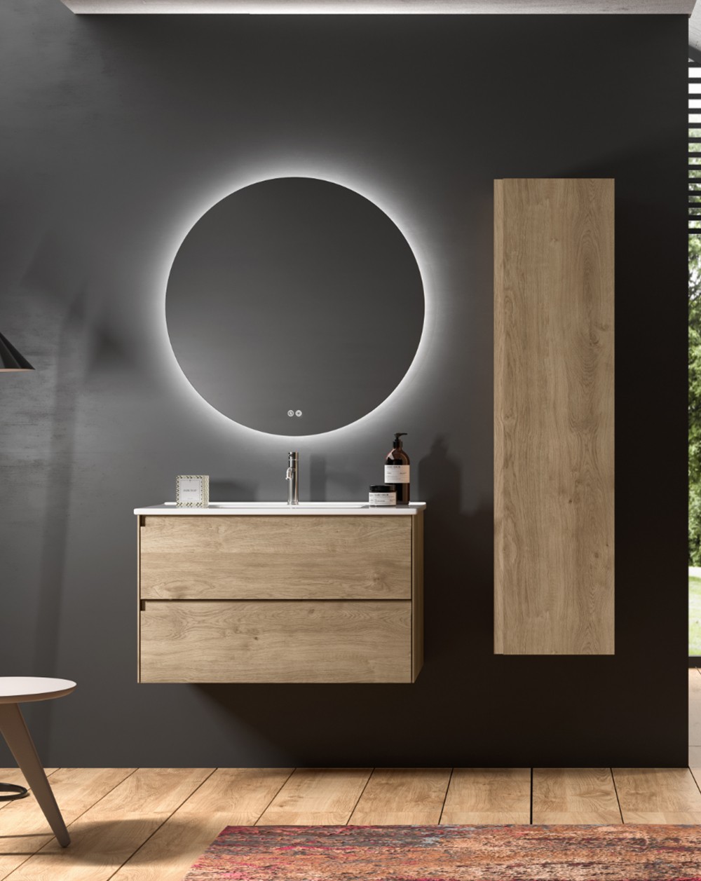 Móveis banho suspensos lavatório cerâmico | carvalho natural60cm