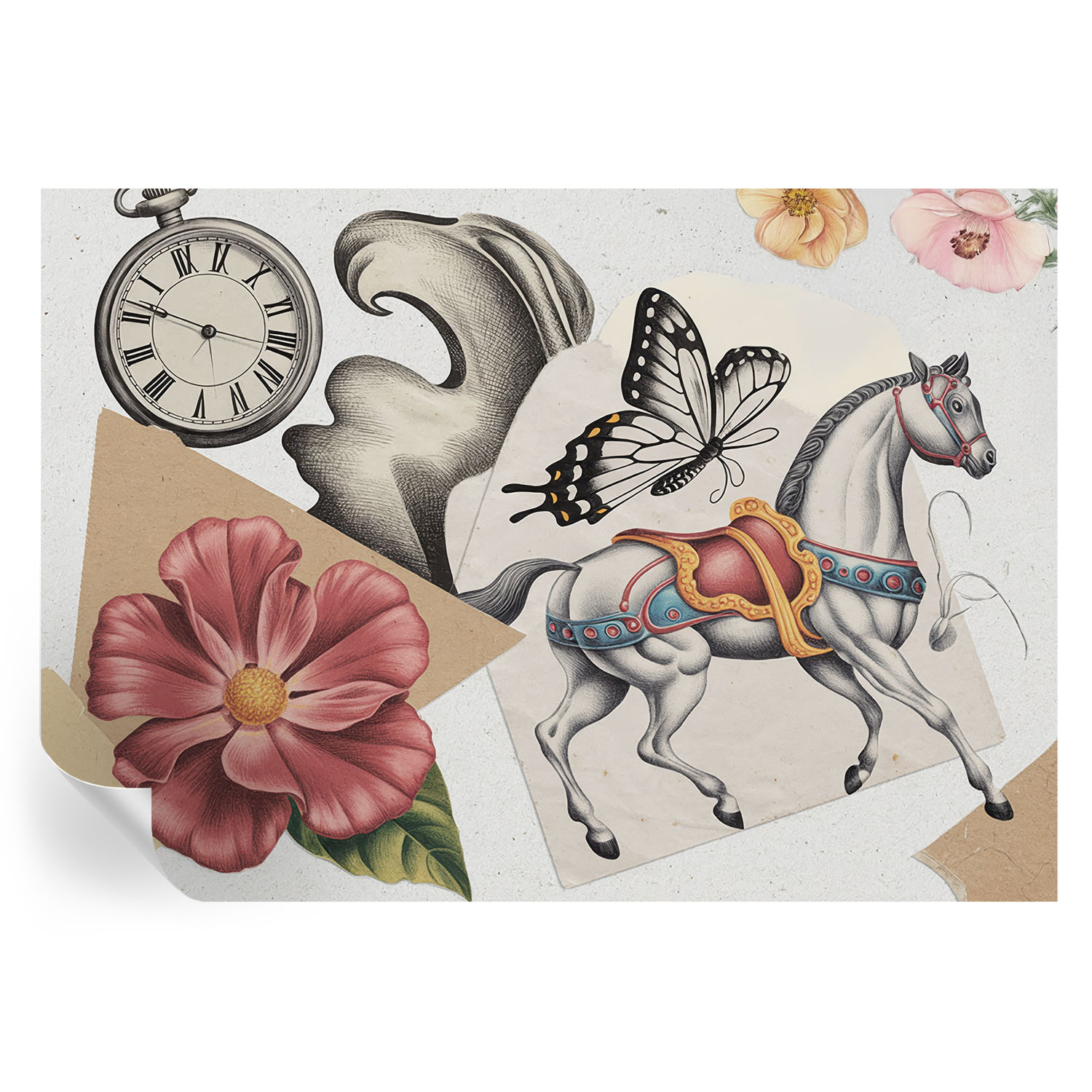 Papel parede adesivo flores vintage 208x146 tulup
