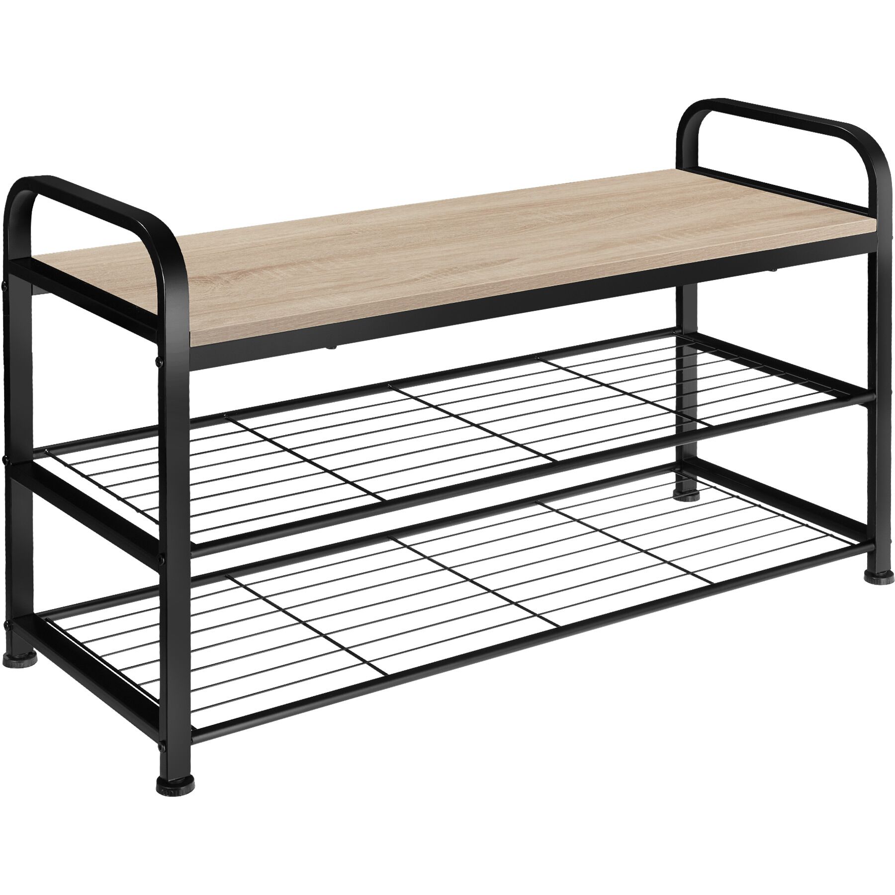 Sapateiro estilo industrial e 2 prateleiras 91x36x55 cm madeira clara