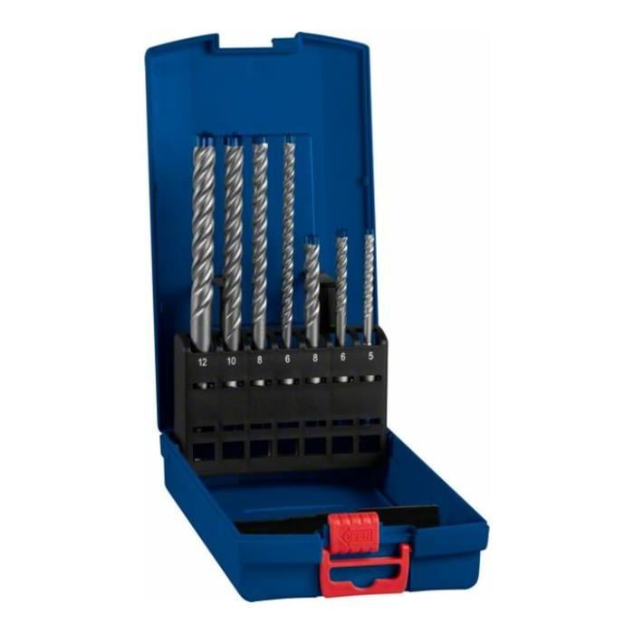 Cofrinho 7 brocas para concreto sds plus 7x expert Bosch 5/6/6/8/8/10/12 mm