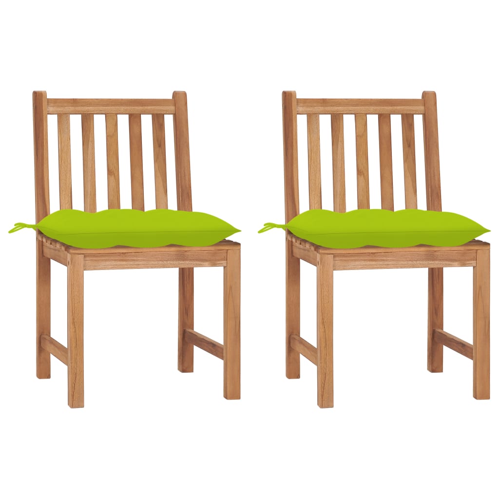 vidaXL sillas de jardín 2 unidades madera maciza de teca con cojines