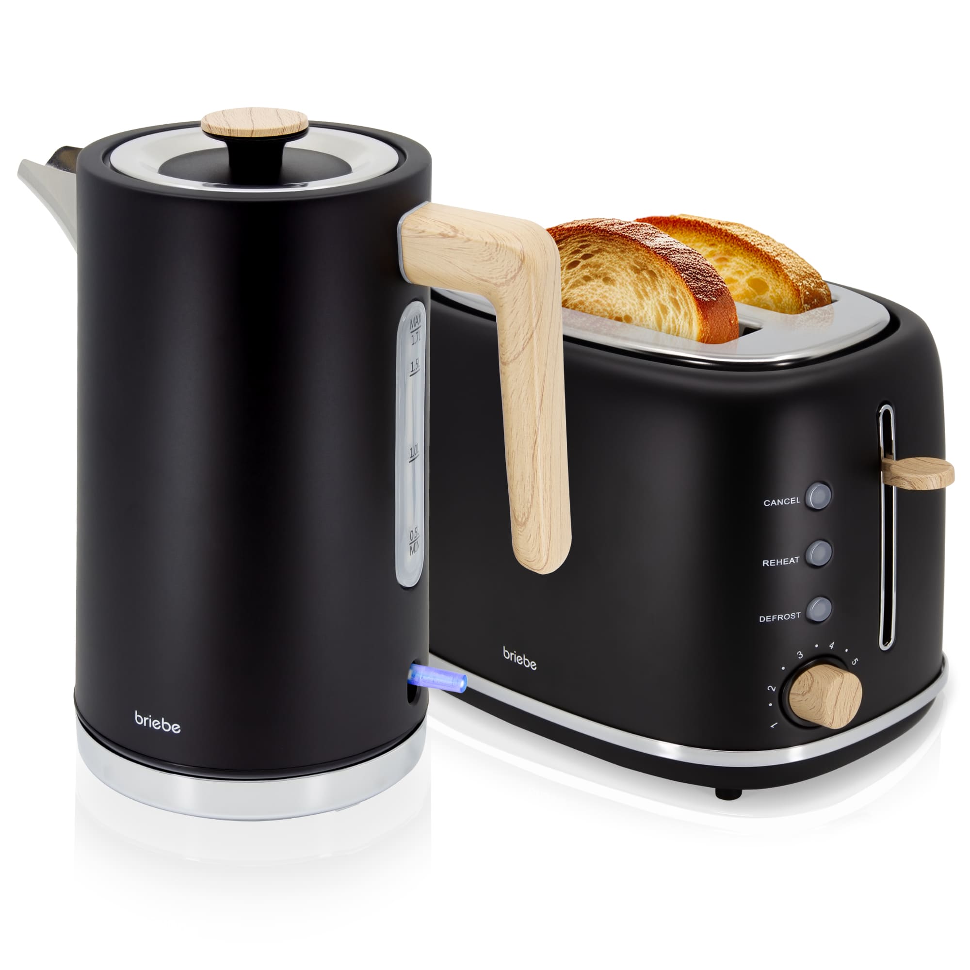 Nordic set torradeira + chaleira 1,7 L briebe skt1167blk preto 2200 W