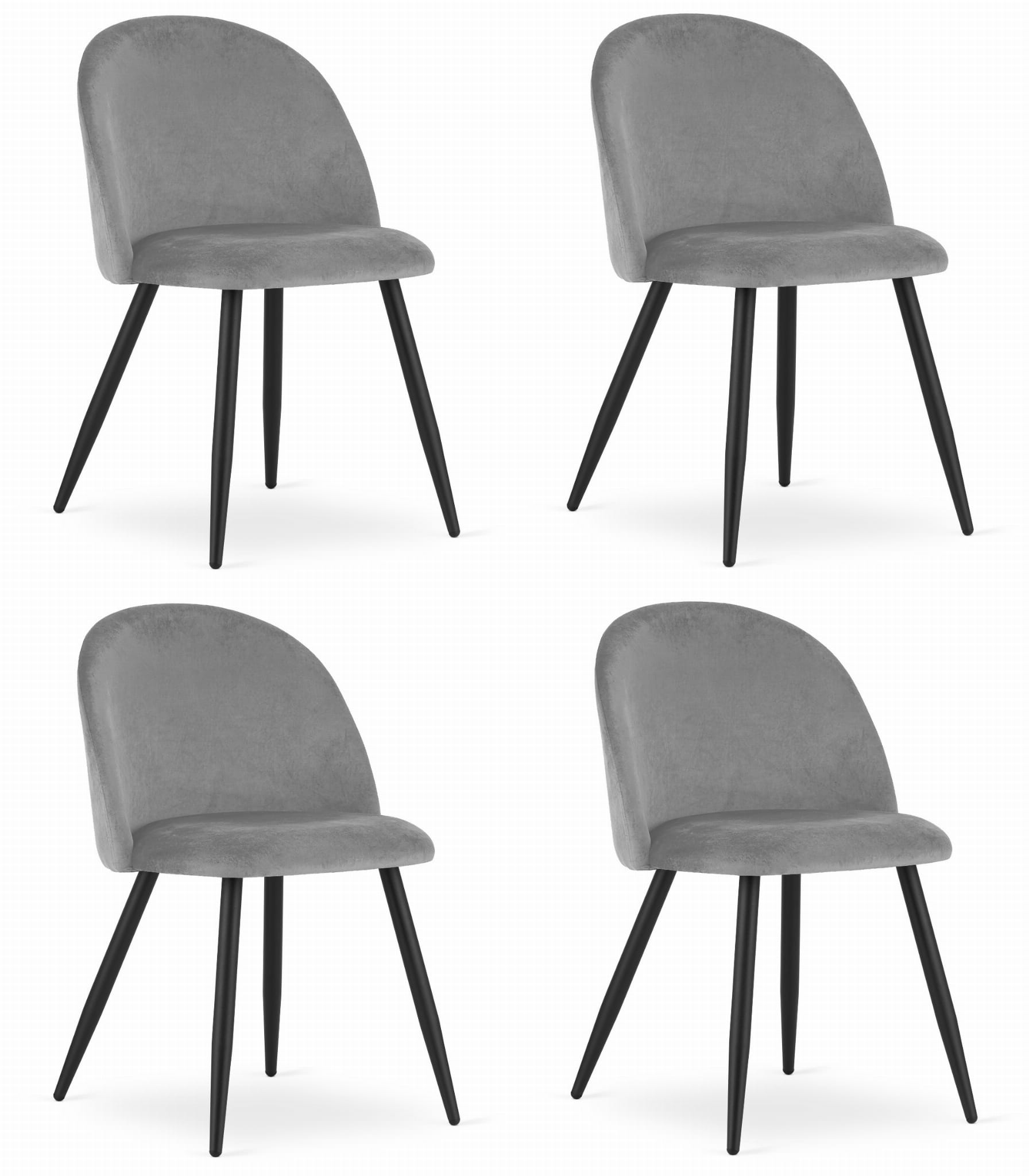 Cadeira valora bello em veludo cinza claro, design moderno (4 unidades)