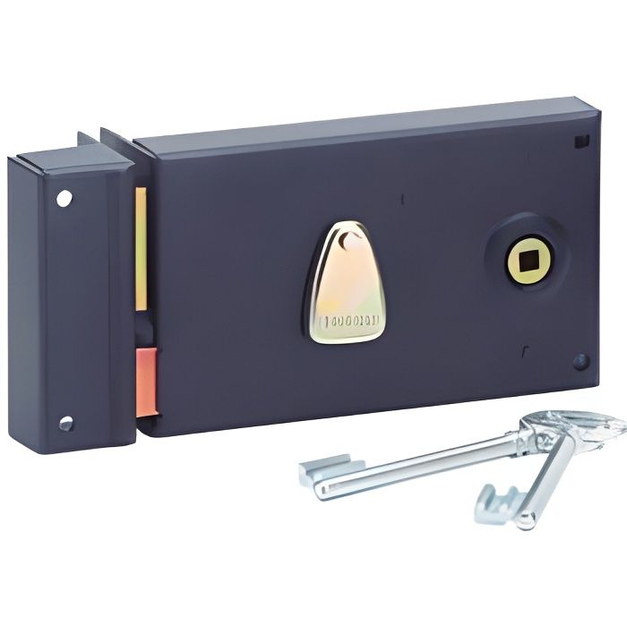 Serratura horizontal preta em epóxi 140x85 mm thirard com cilindro de volta