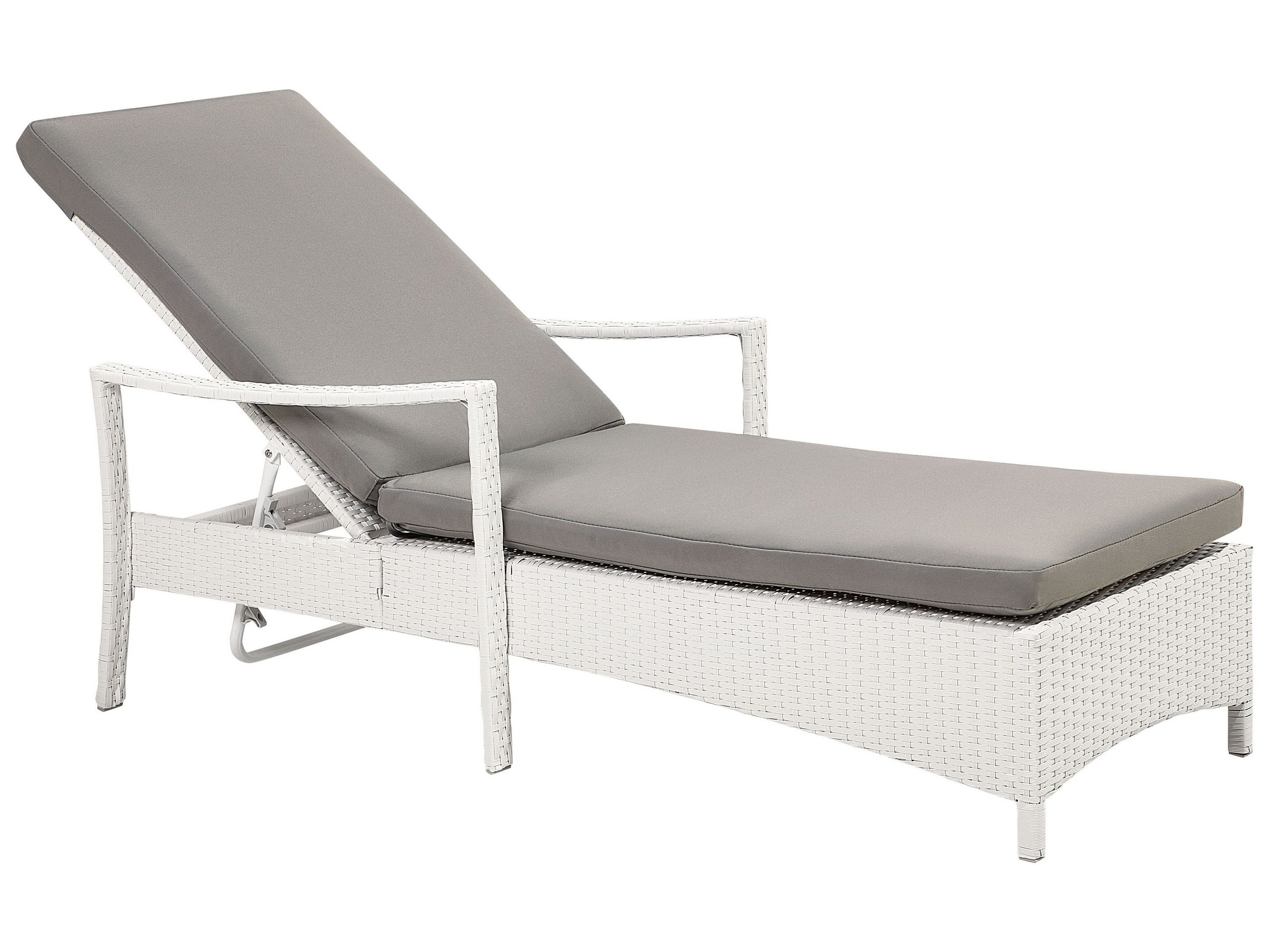 Espreguiçadeira com almofada vasto rattan sintético branco