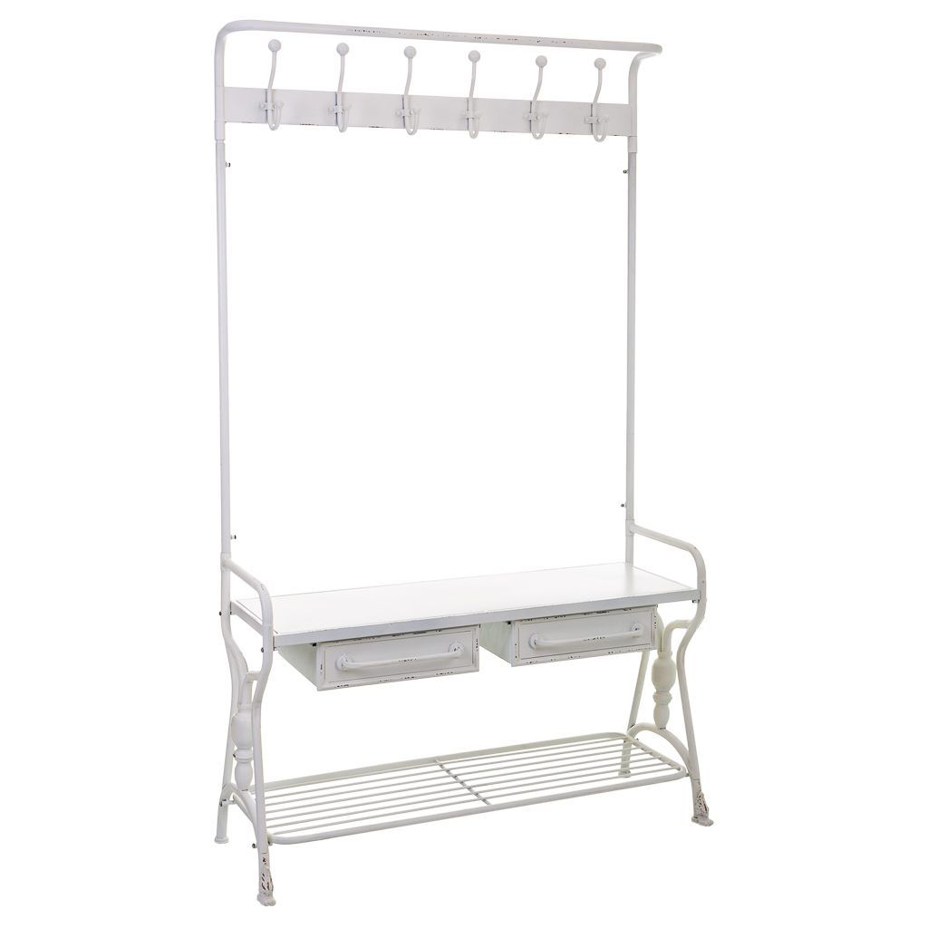 Móvel para corredor com cabideiro de metal, branco, medidas 39x104x183cm