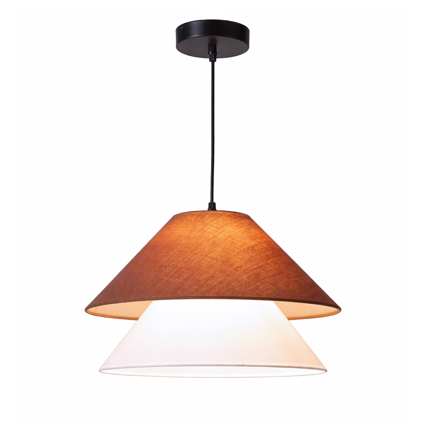 Lustre francês retro "siena" em tecido, de dupla camada e duas cores.
