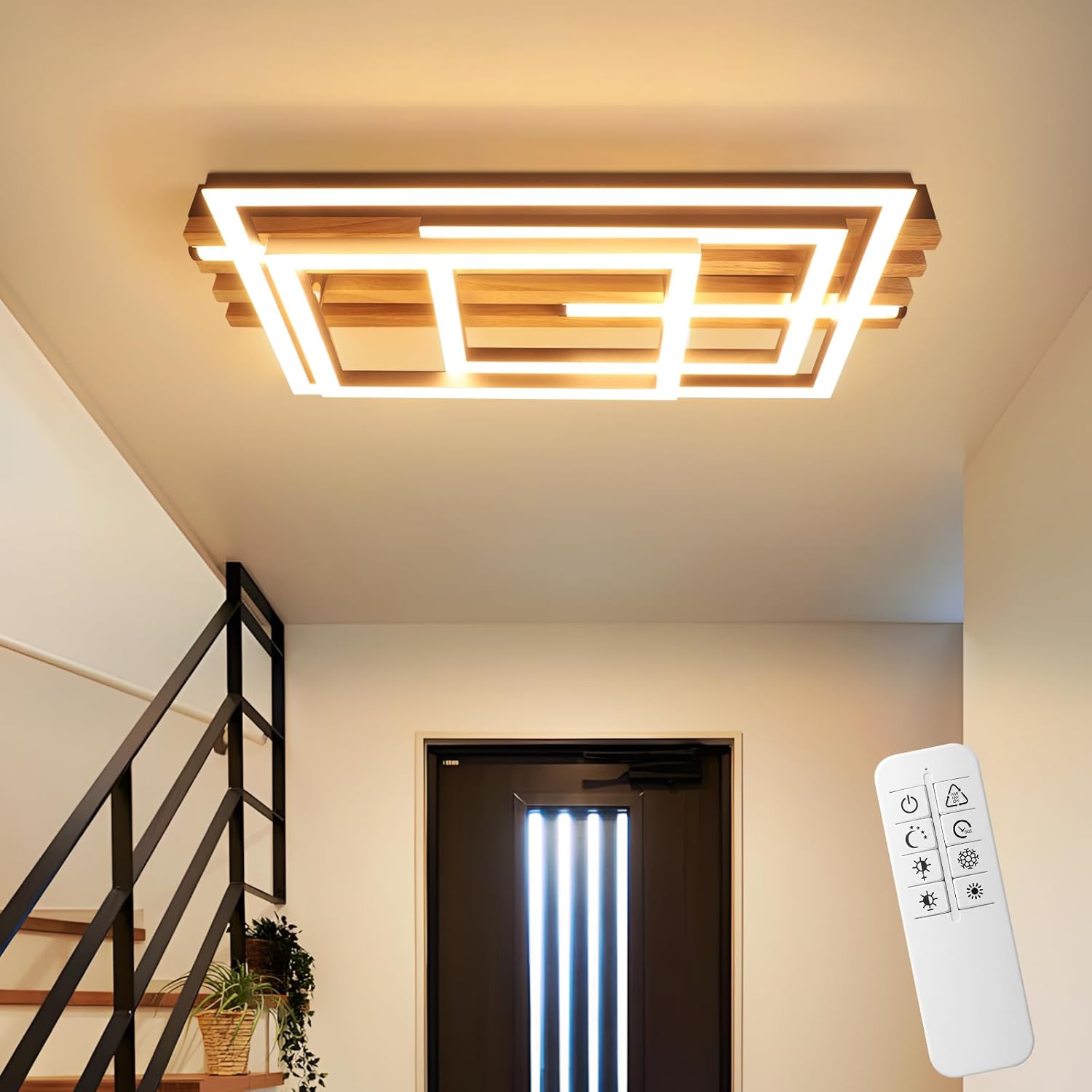 Nettlife lâmpada de teto LED integrado castanho 38x21