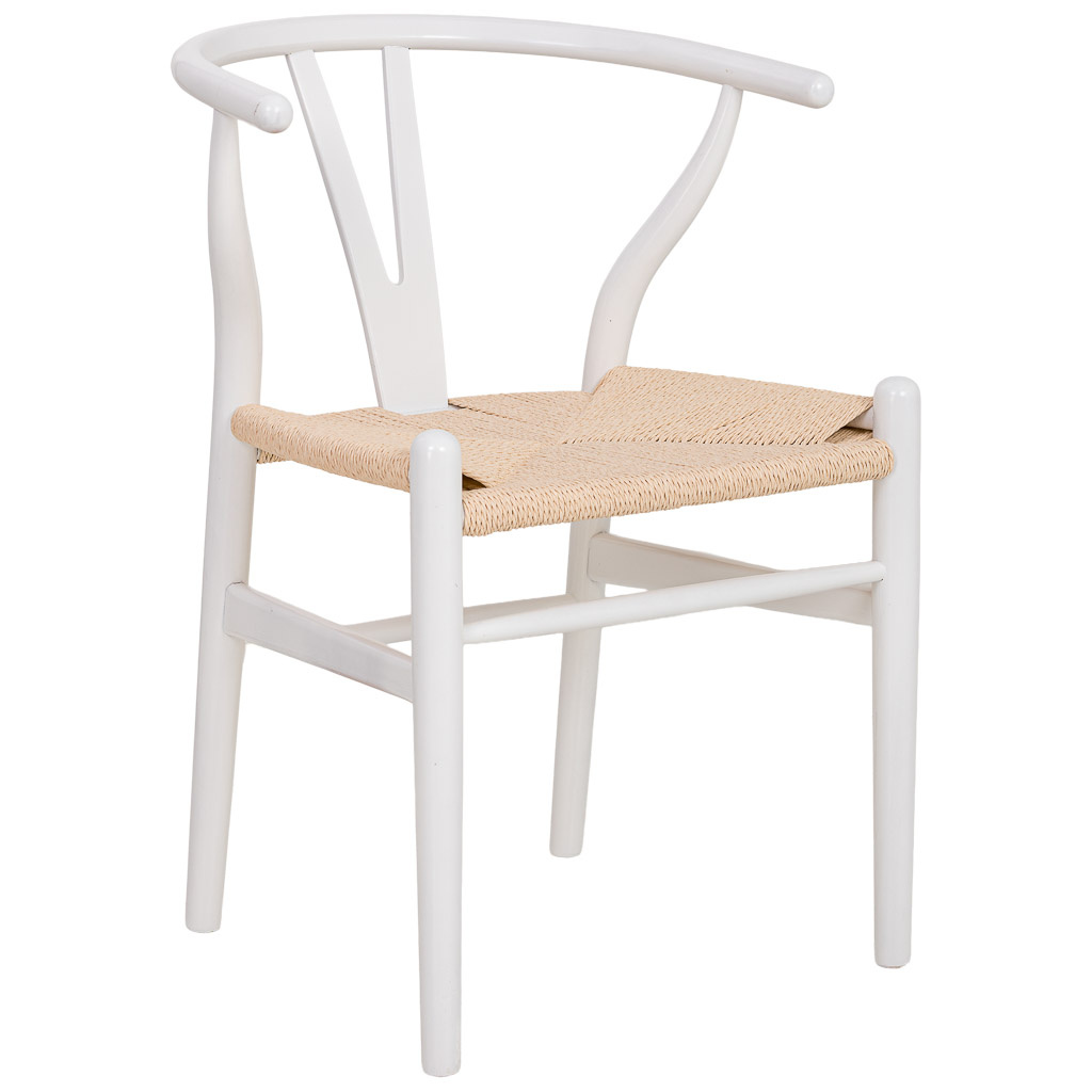Cadeira em madeira com assento em corda branca 50x41x44/77h cm