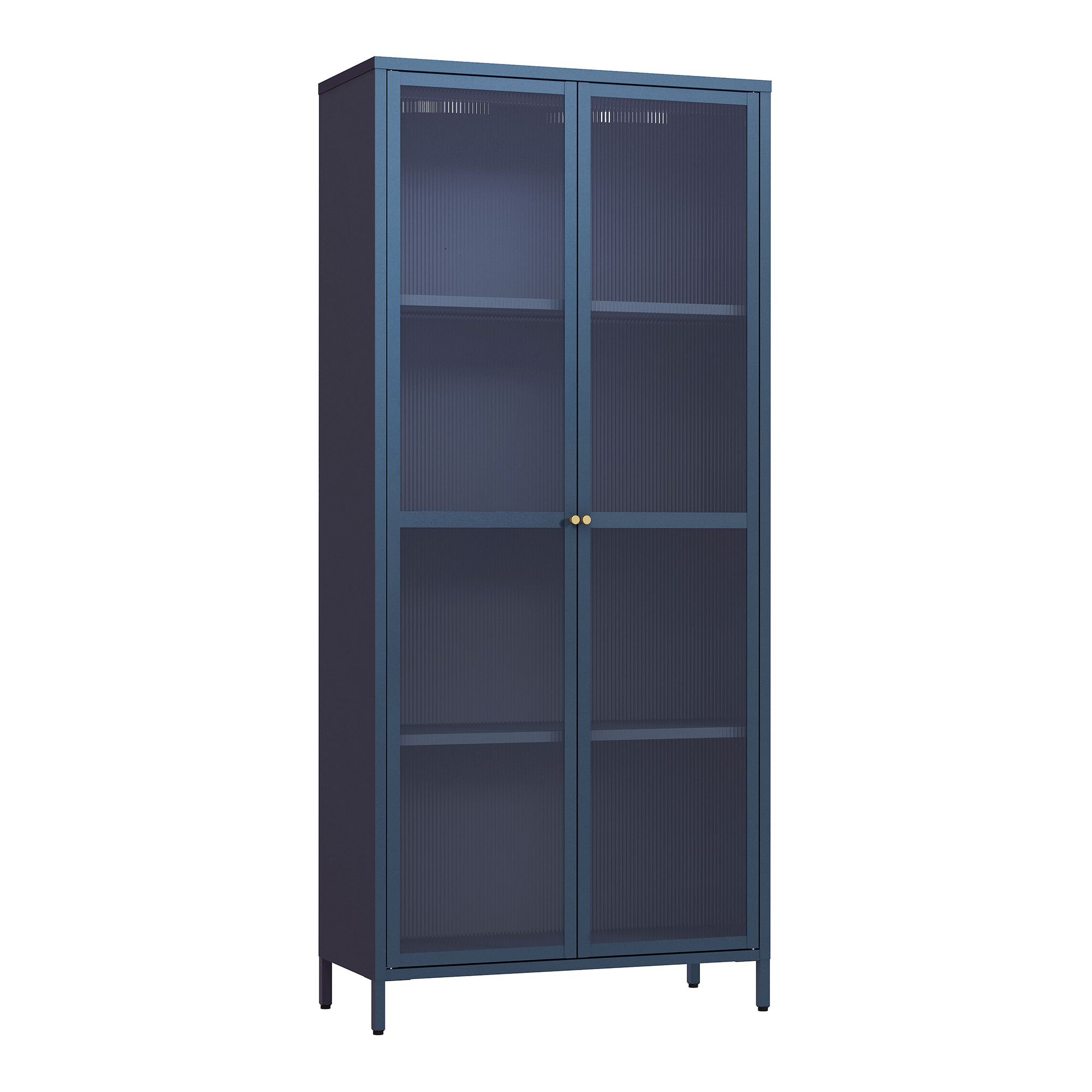 Vitrina säkylä con puerta de cristal 3 estantes 180x80x35 cm azul marino