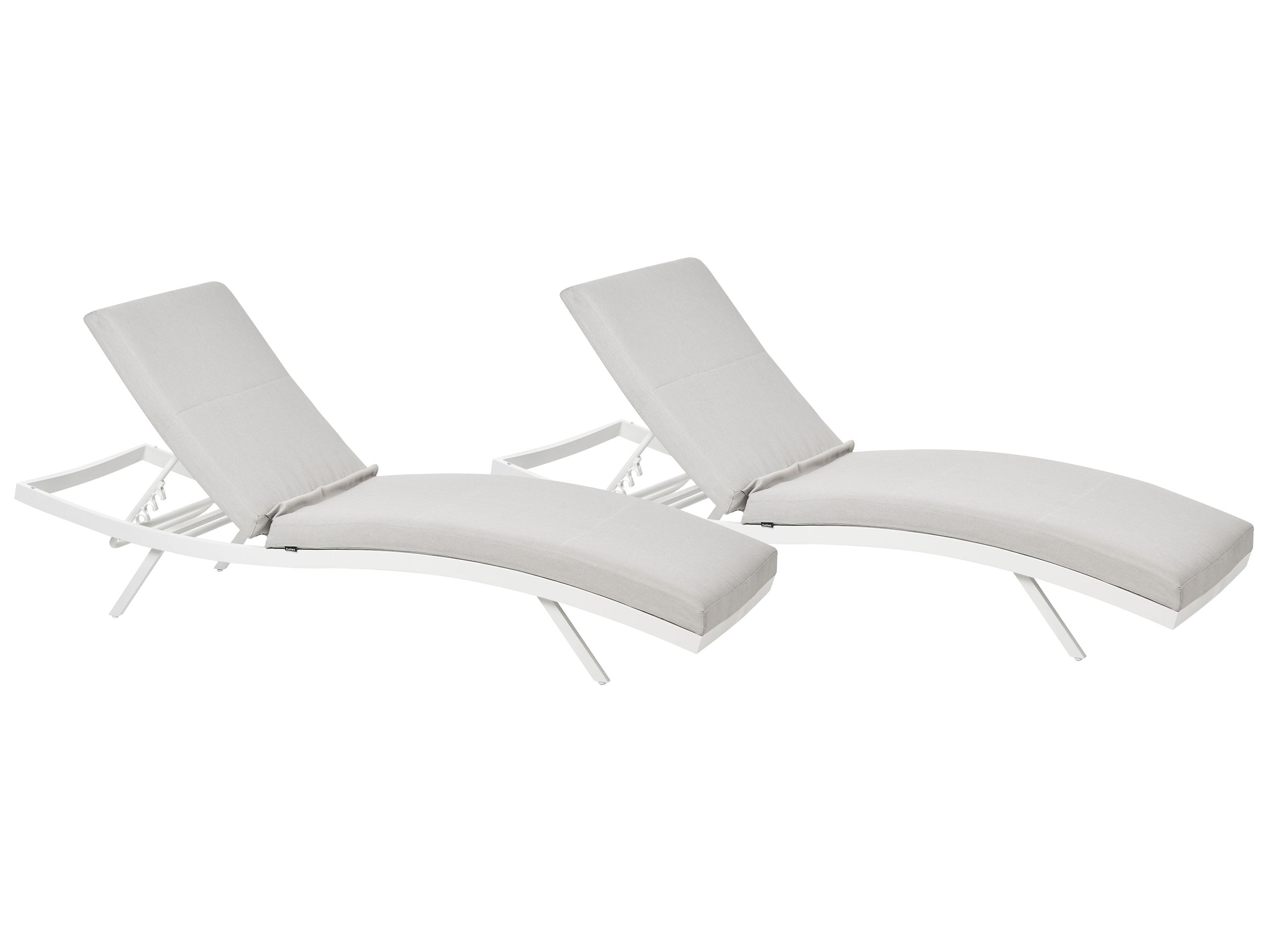 Conjunto de 2 espreguiçadeiras com almofadas amelia metal cinzento claro