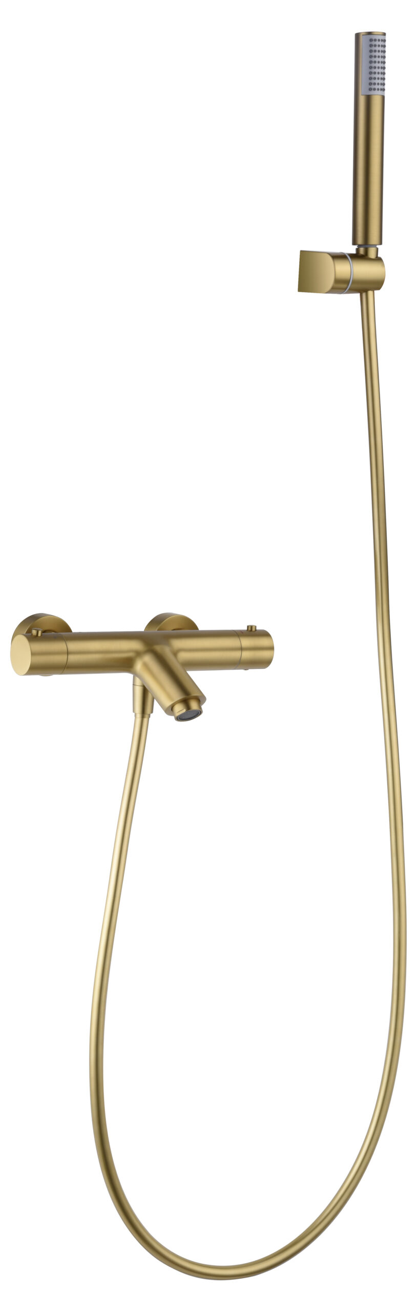 Misturador termostático banheira-duche aço-latão dourado escovado