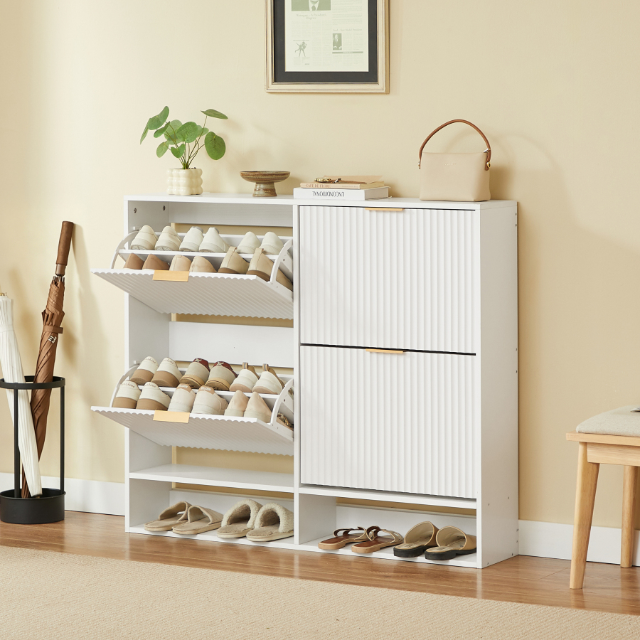 Sapateira slim com 2 portas branca 102x120x24cm