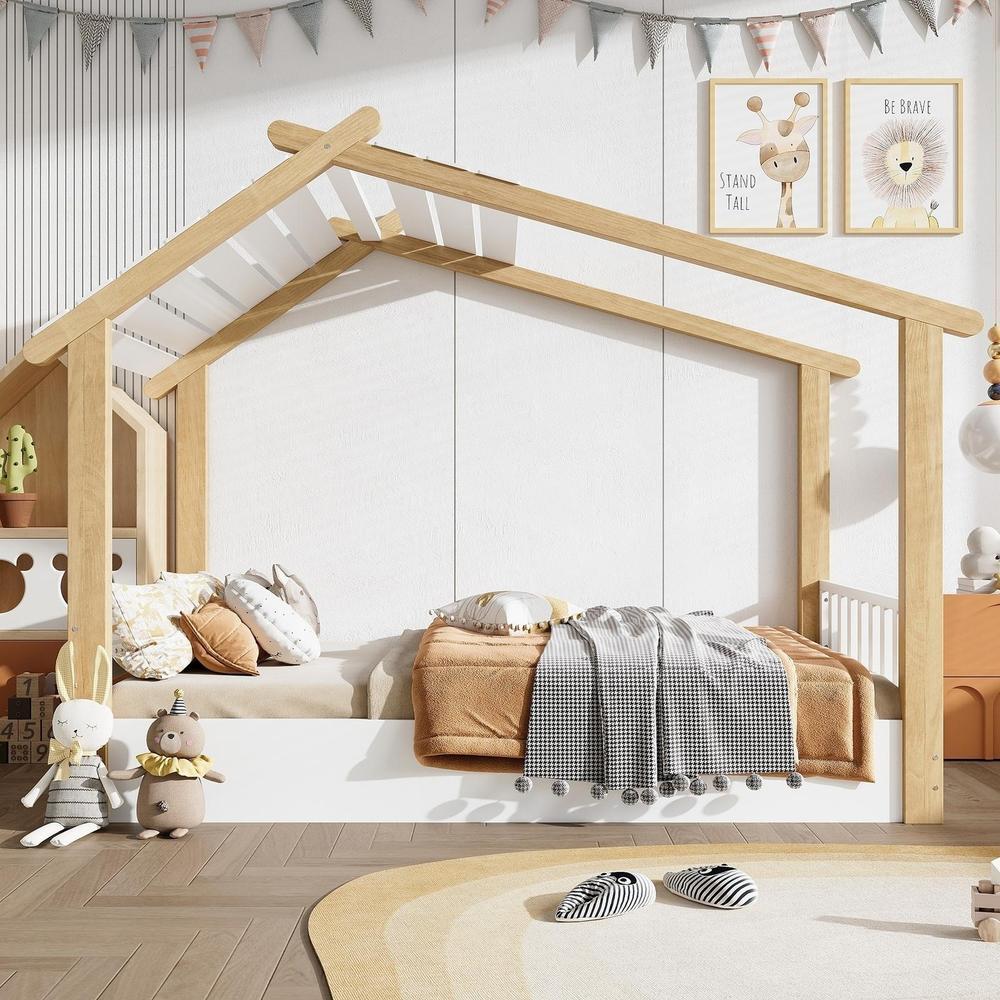 Cama infantil 90x200cm cama casa madeira branca