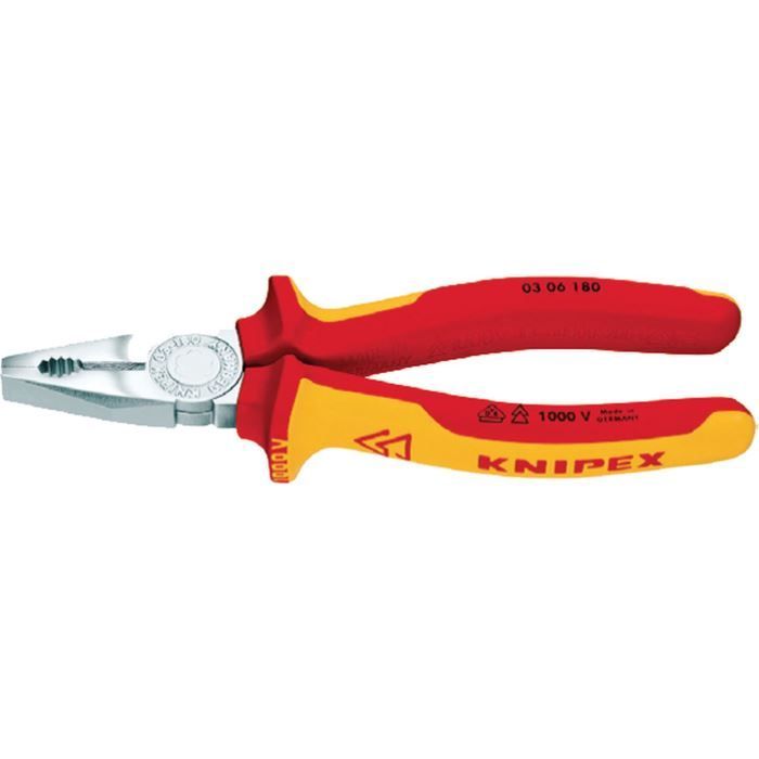 Alicate universal isolante 1000 v - knipex - 03 06 180 - aço vanádio - verm