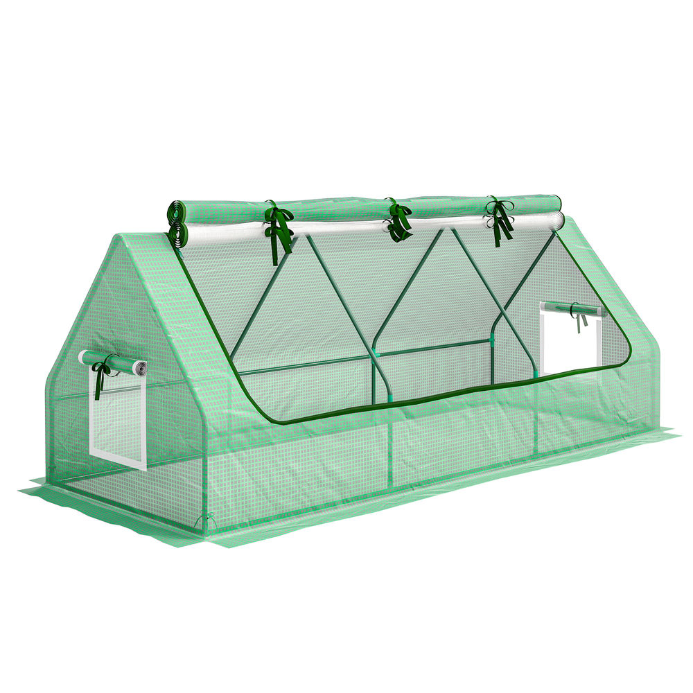 Mini estufa 240x90x90 cm aço e pe color verde Outsunny