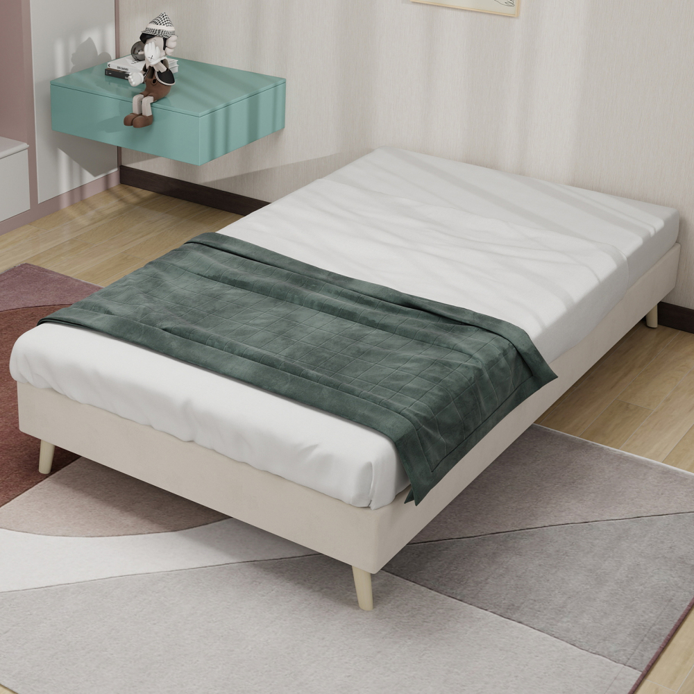 Cama infantil 90x200cm estofada em tecido estrutura estável bege