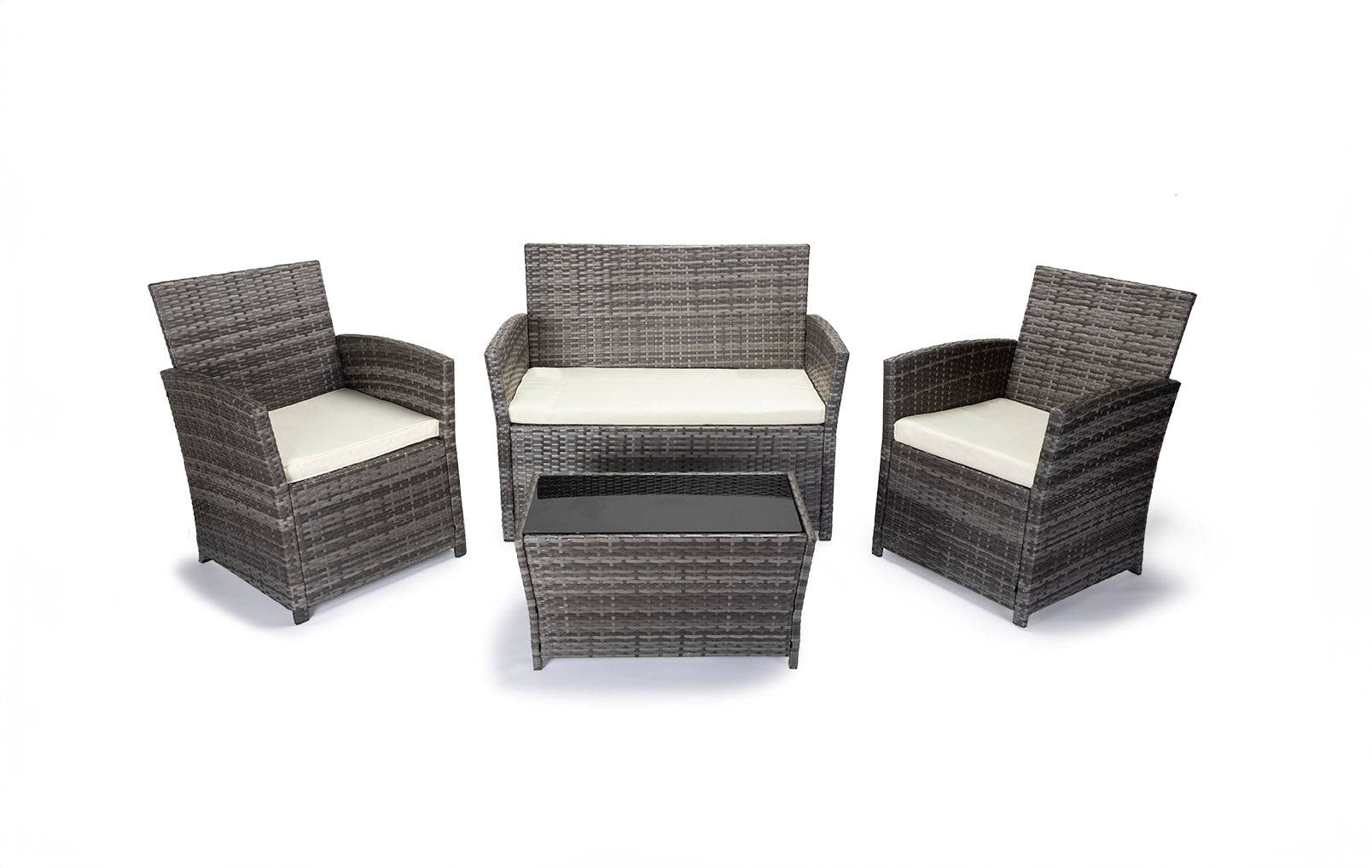 Conjunto sofá + 2 poltronas + mesa rattan pe. Móveis de jardim e terraço,