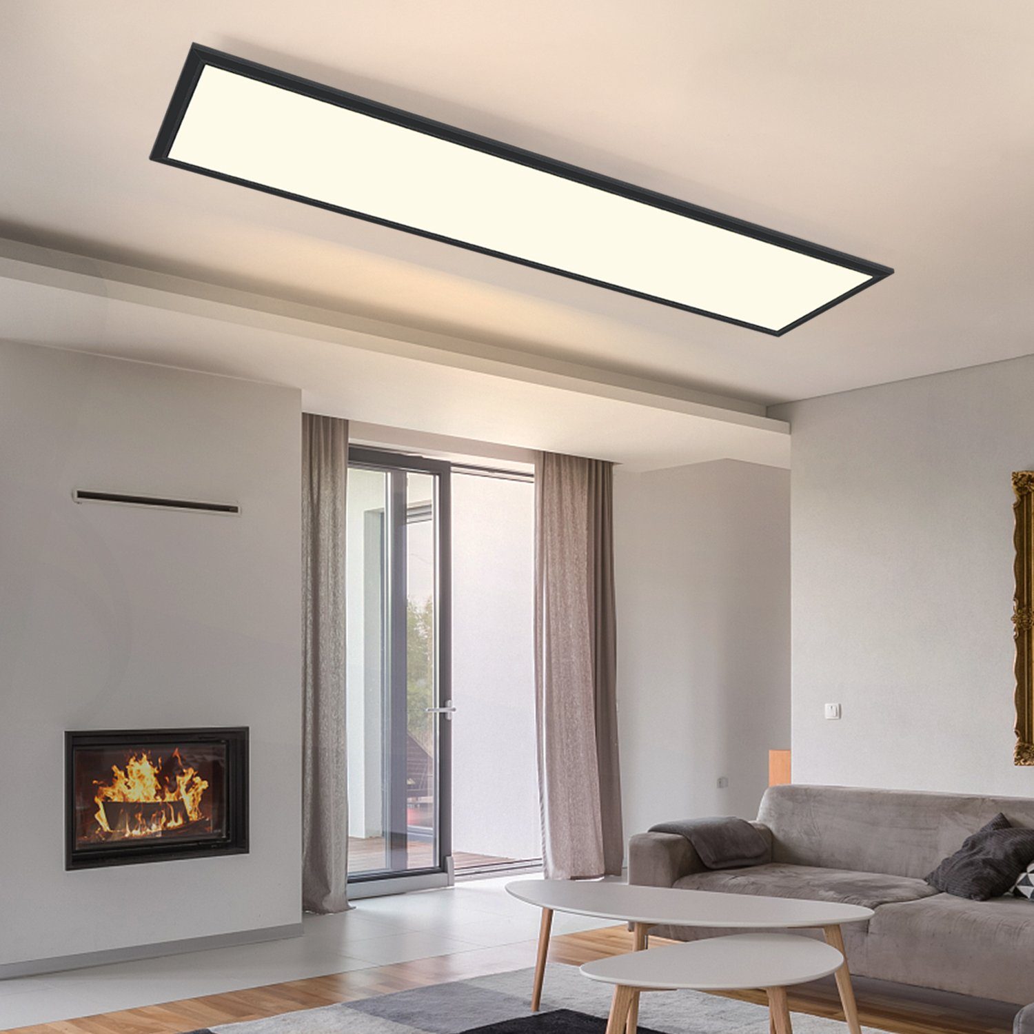 Nettlife conduziu a luz de teto 120x30cm 48w painel preto regulável com
