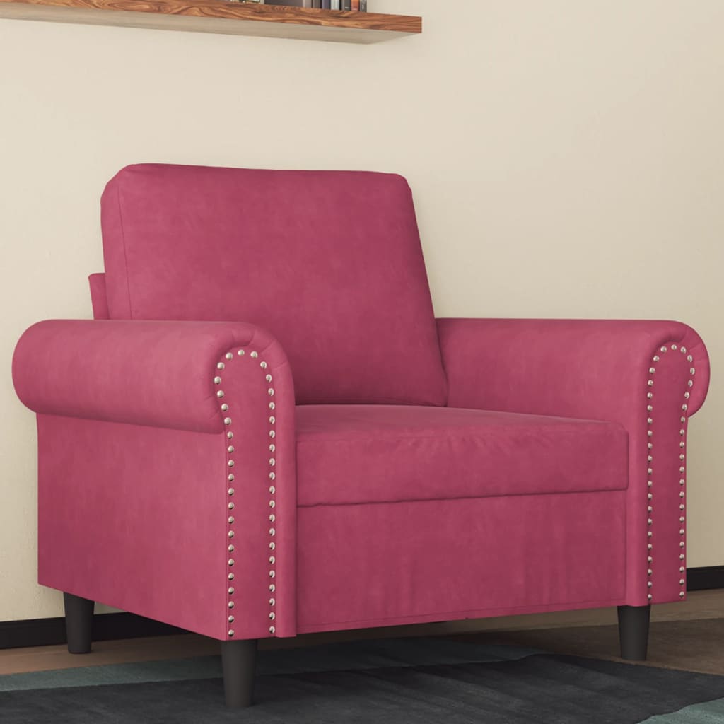 Poltrona 60 cm veludo vermelho-tinto ewg4974