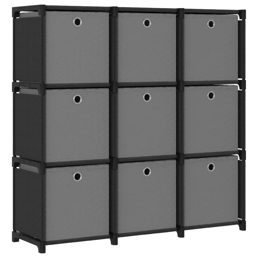 vidaXL estantería de 9 cubos con cajas de tela negro 103x30x107,5 cm
