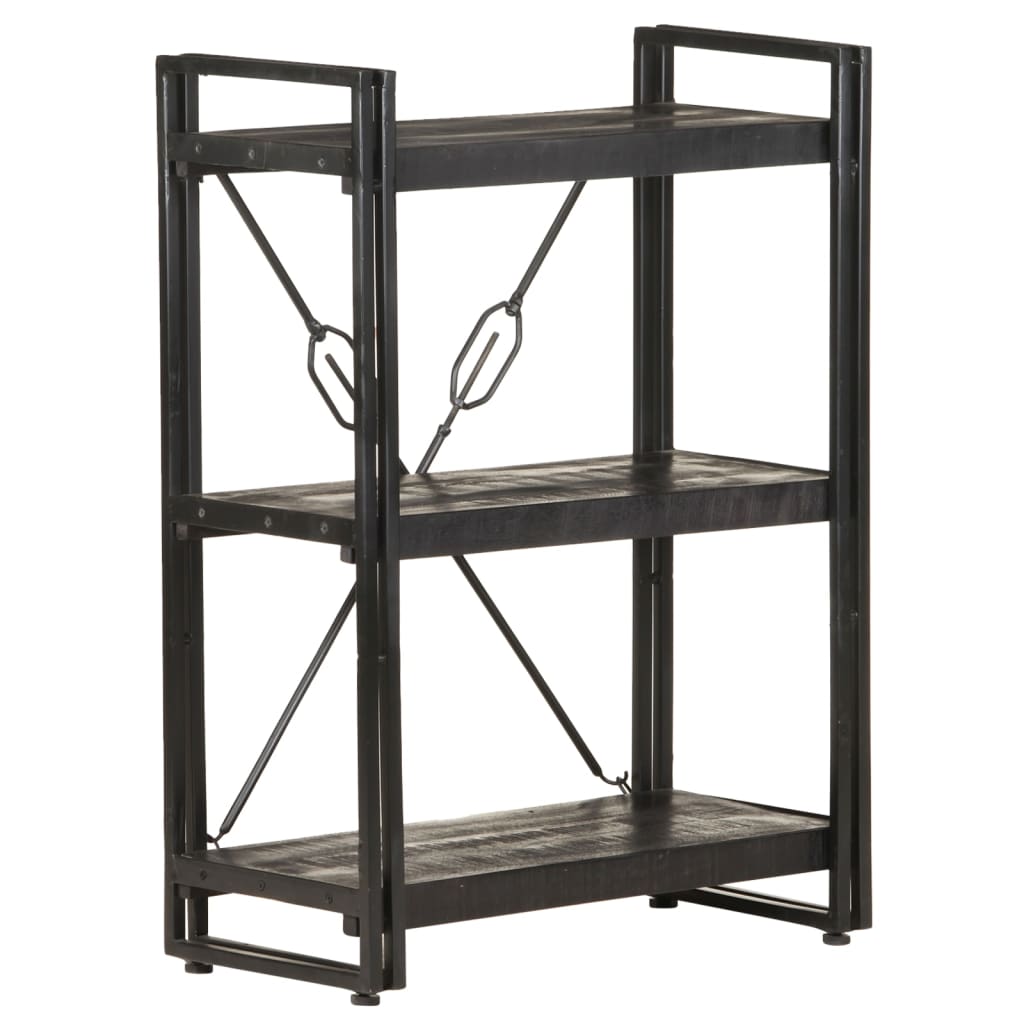 vidaXL estantería de 3 niveles madera maciza de mango negro 60x30x80cm