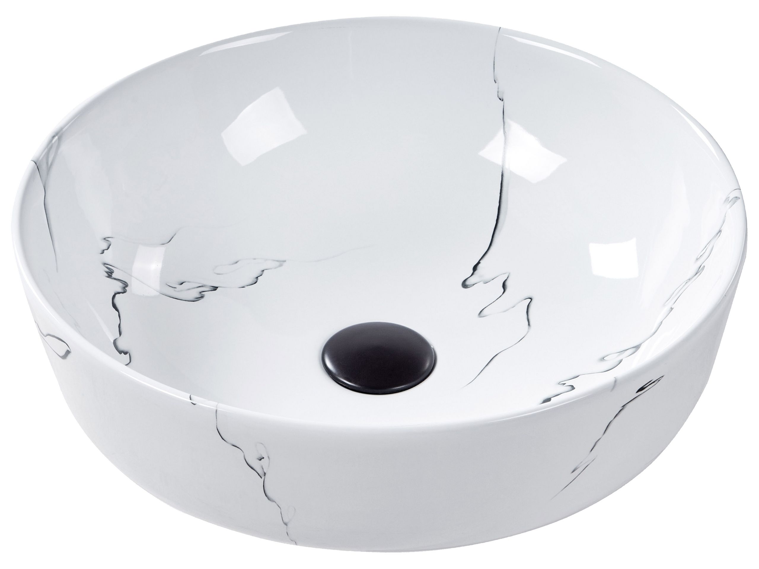 Lavatório de bancada hopi ⌀ 42 cm cerâmica mármore branco