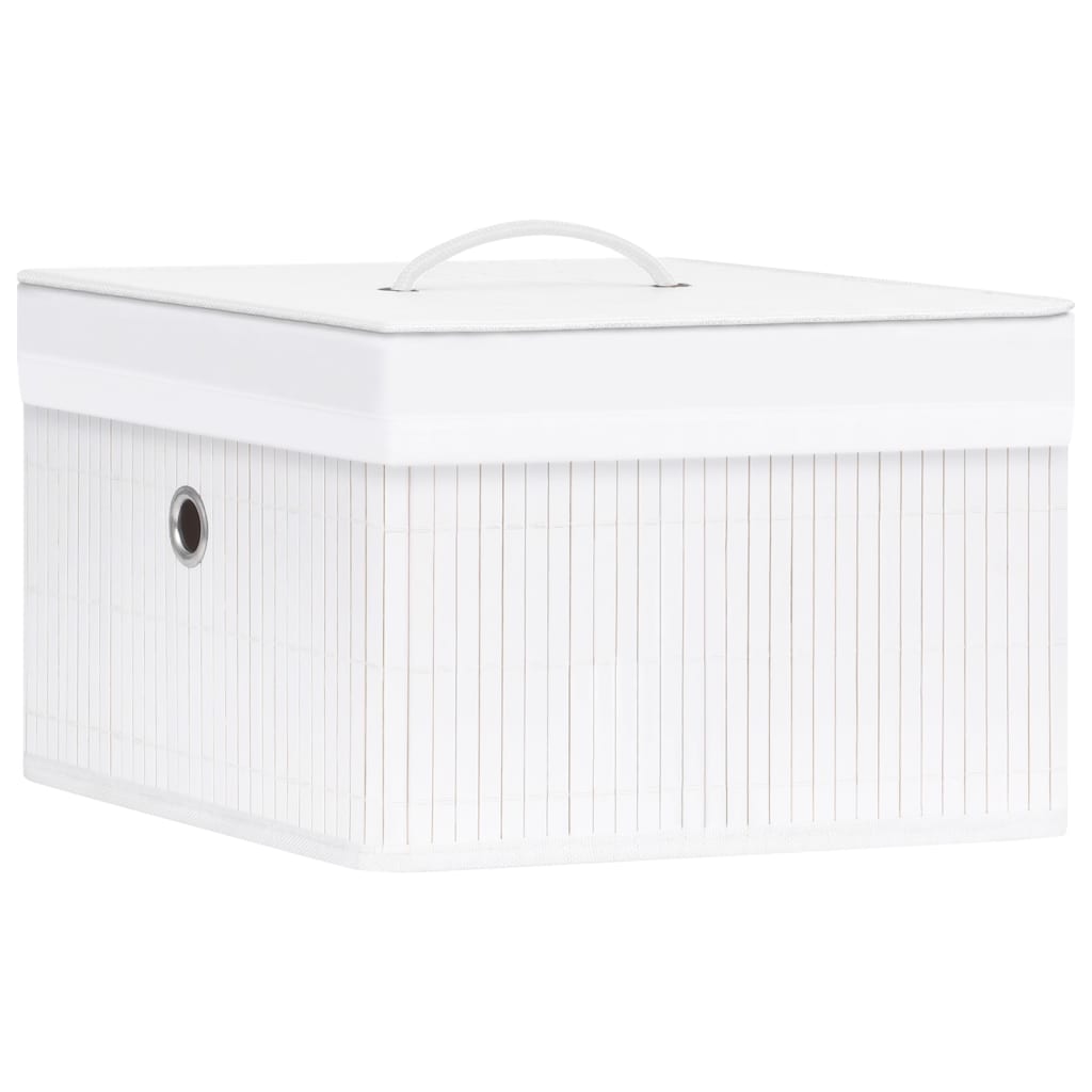 vidaXL cajas de almacenamiento de bambú 4 unidades blanco