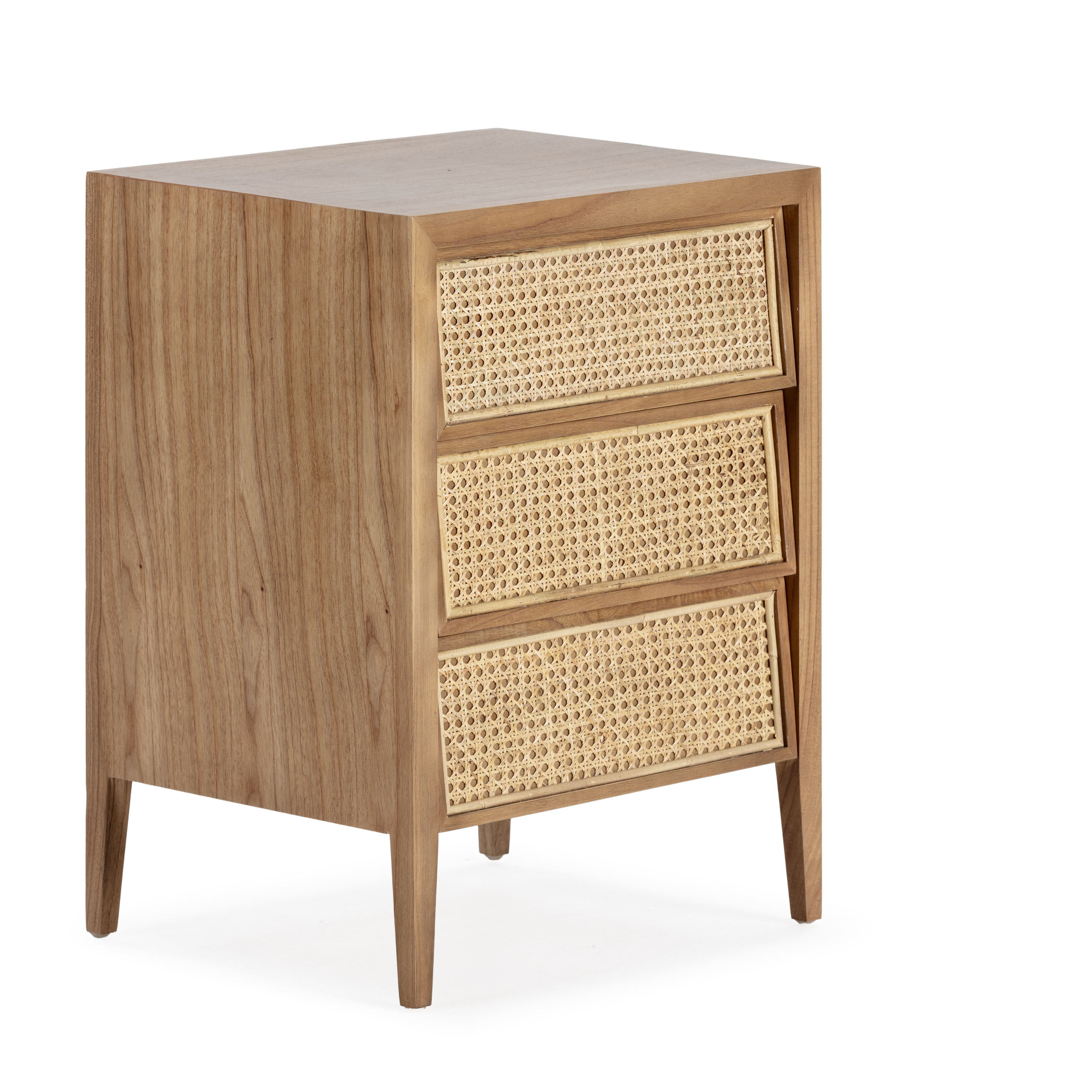 Mesa de cabeceira 50x40x65, madeira, cor marrom mel, rattan natural