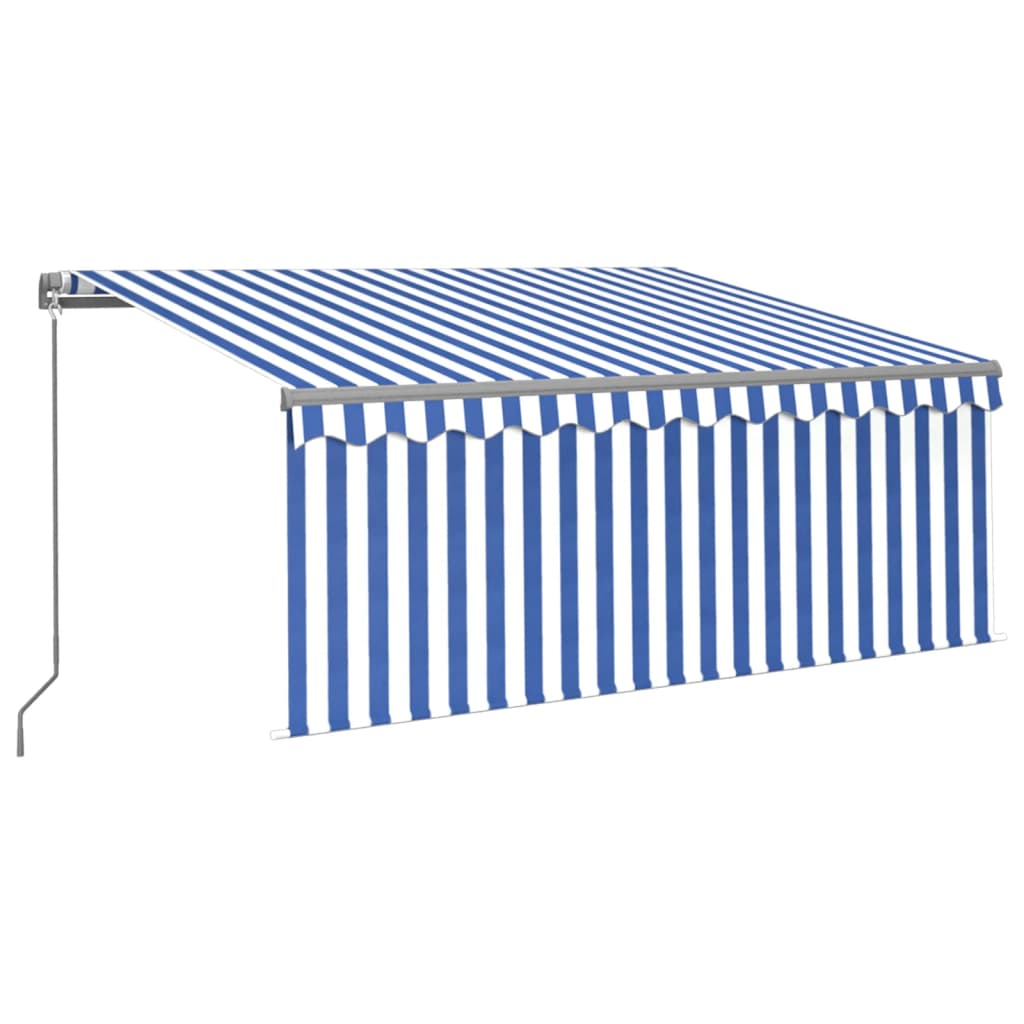 vidaXL toldo retráctil manual con persiana y LED azul y blanco 3x2,5 m