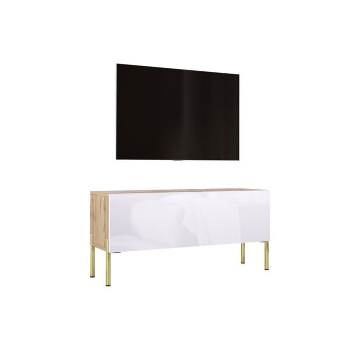 Móvel tv - wotan oak e branco - 100 x 32 x 52 cm