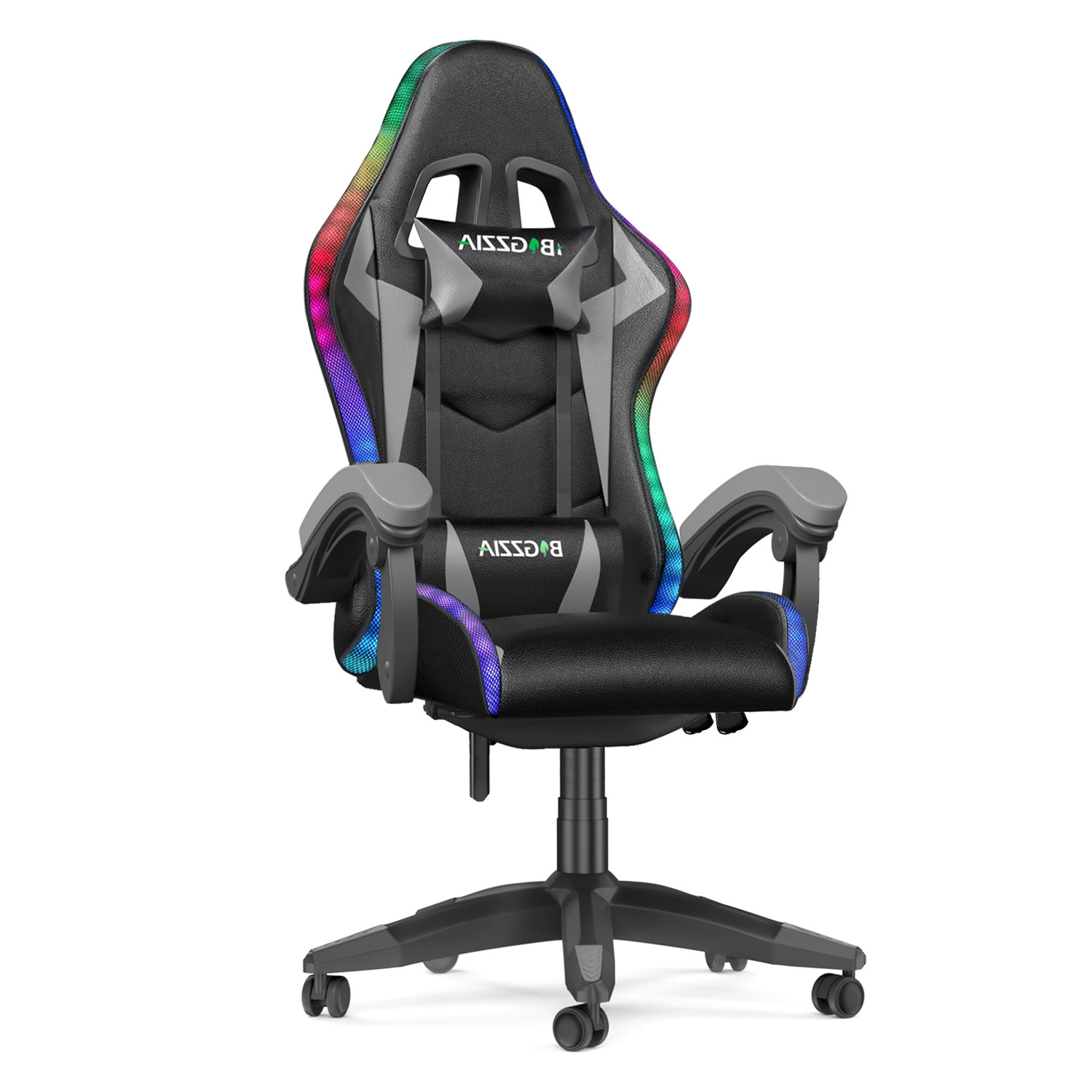 Cadeira gamer a com rgb, cadeira ergonómica com luz-preto/cinza
