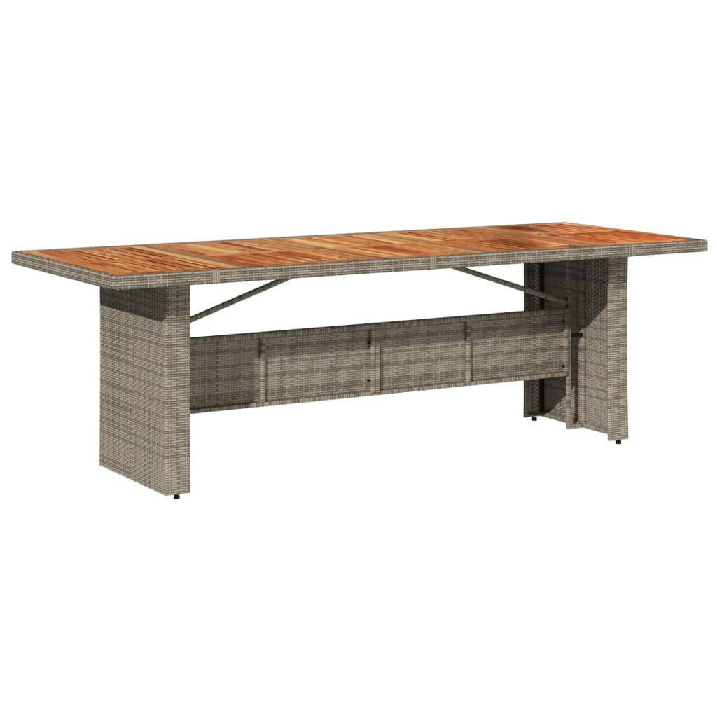 Mesa de jardim com tampo de madeira de acácia vime pe cinzento