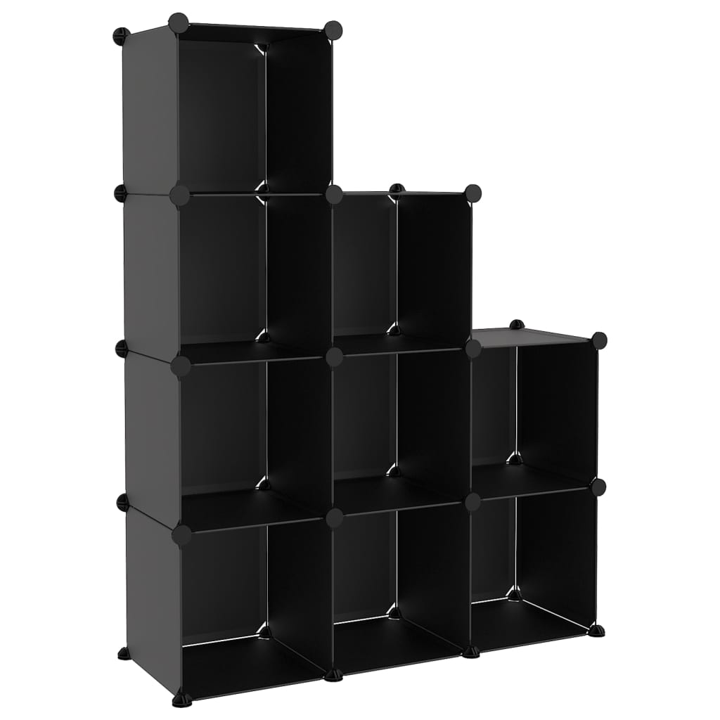 vidaXL estantería de cubos con 9 compartimentos negro pp