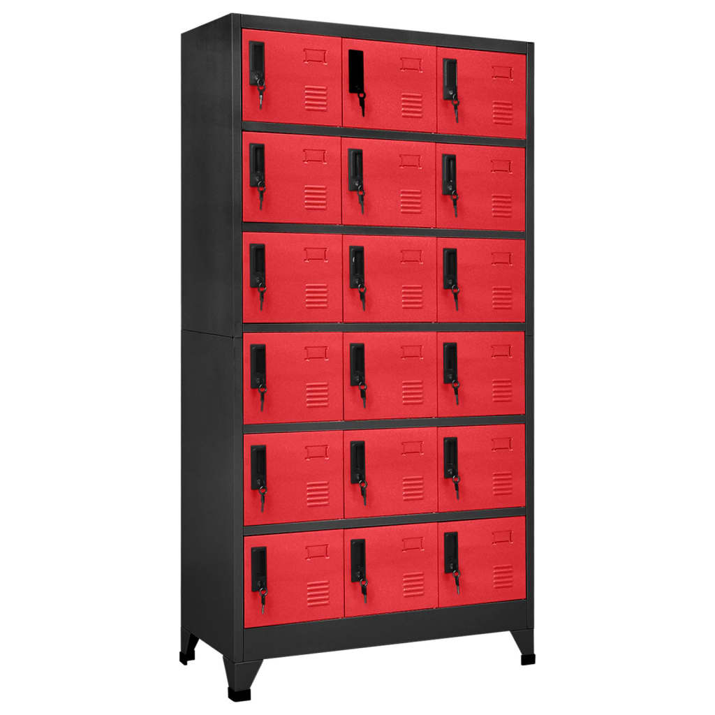 Cacifo 90x40x180 cm aço antracite e vermelho pt5393