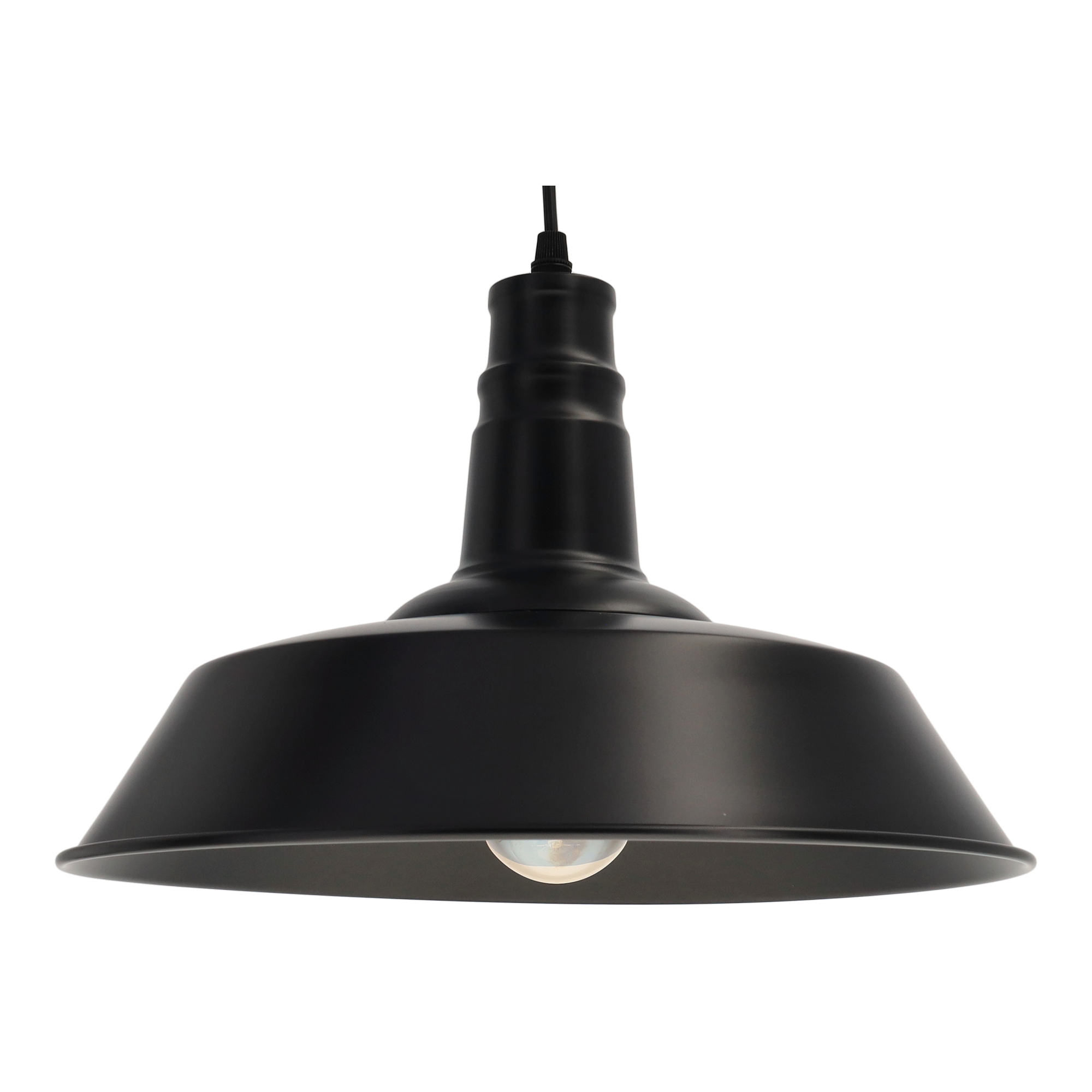 Lâmpada pendente industrial com diâmetro de 36 cm. E27. Cor preta.