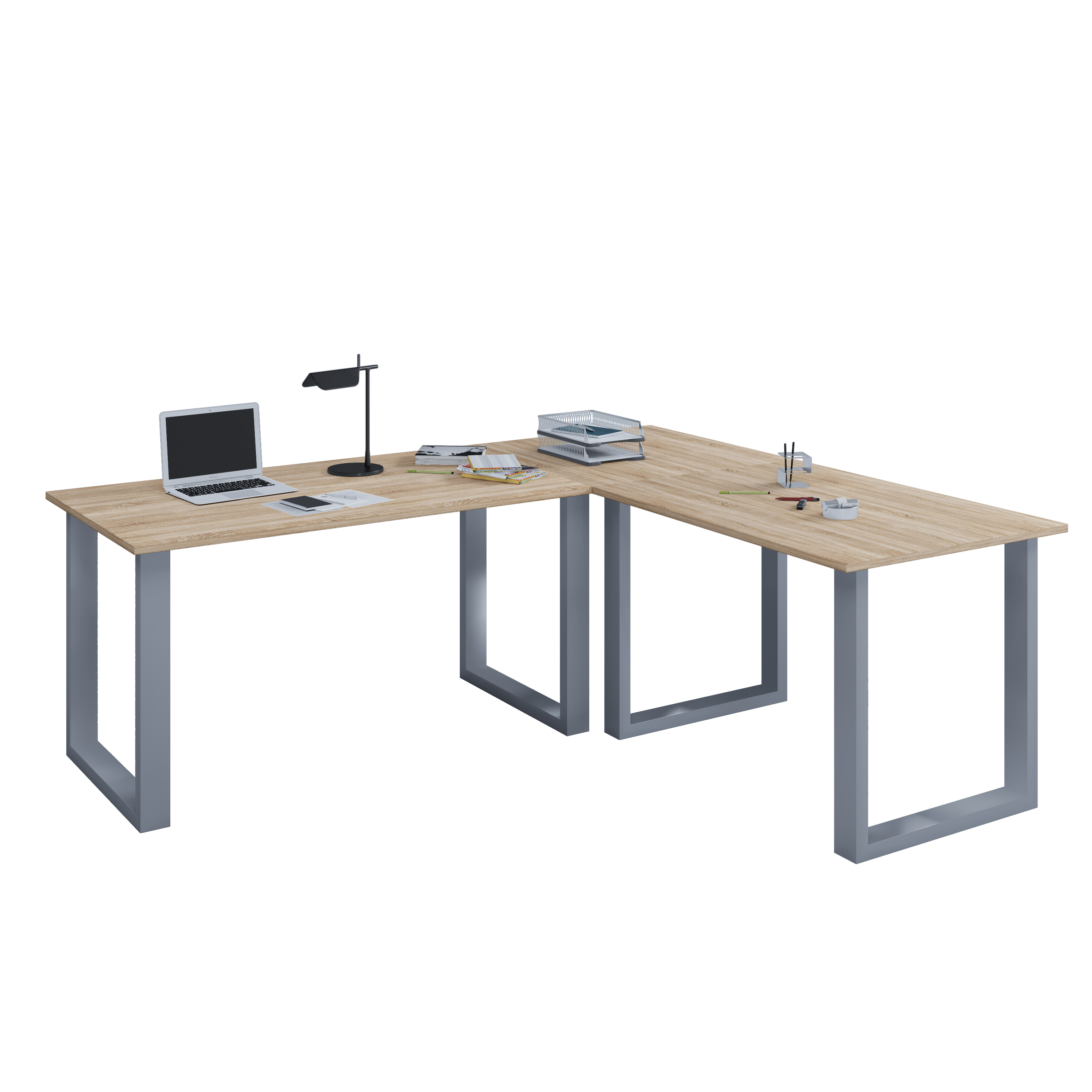Escritorio lona plata / blanco al. 76 x an. 160 x p. 130 cm