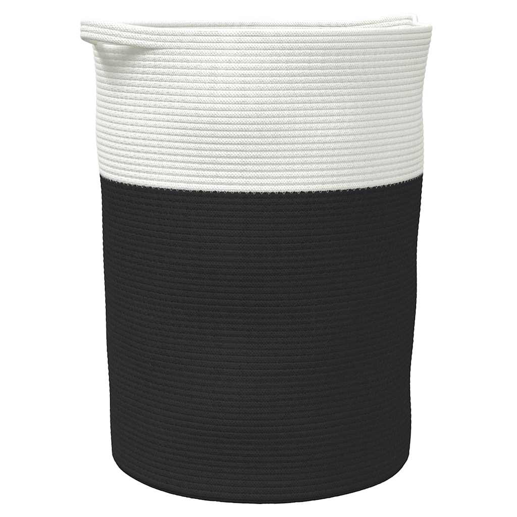 vidaXL cesta de almacenaje aLGodón negro y blanco ø49x65 cm