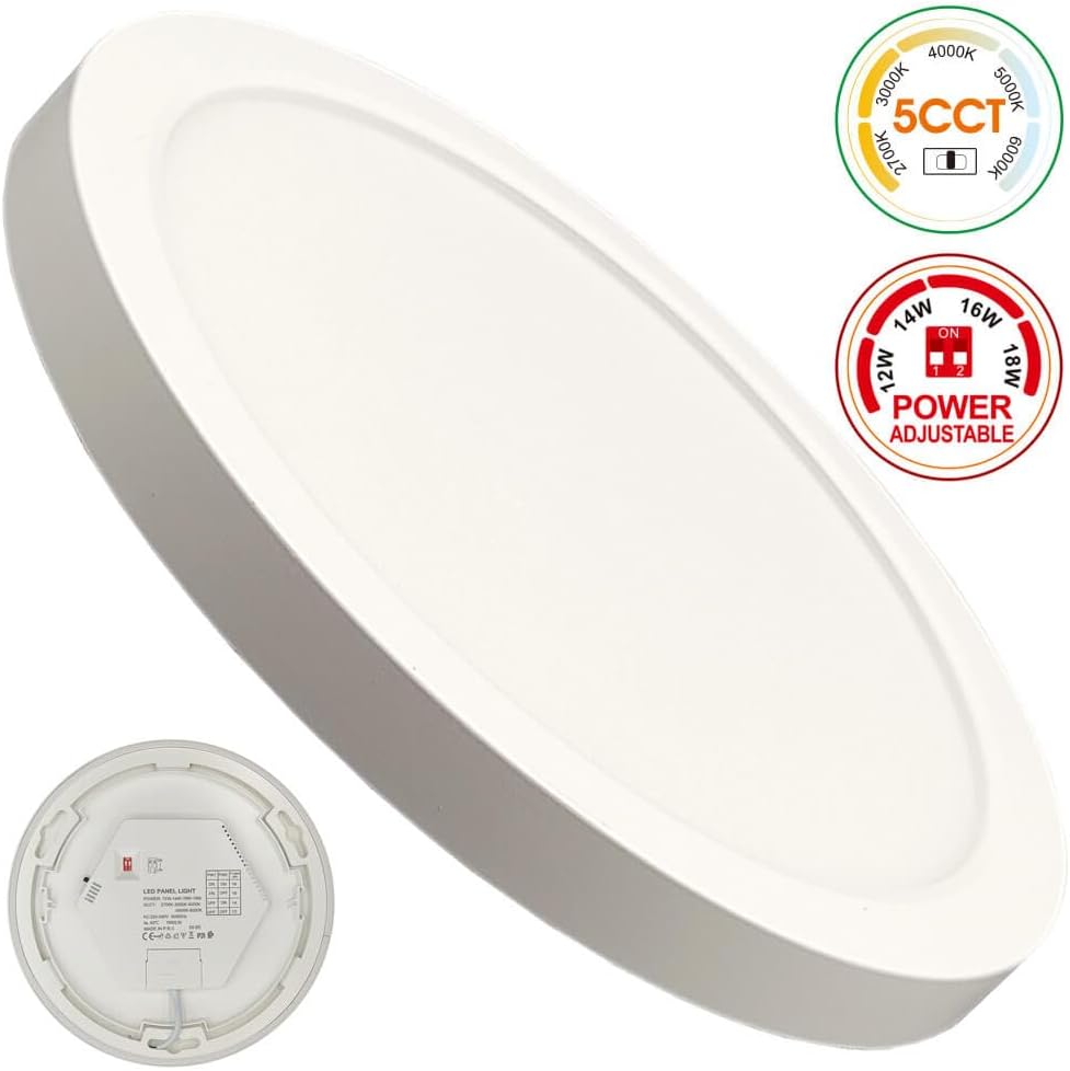 Plafond circular LED branca 230mm, 18w, 2160lm, cct 2700k a 6000k