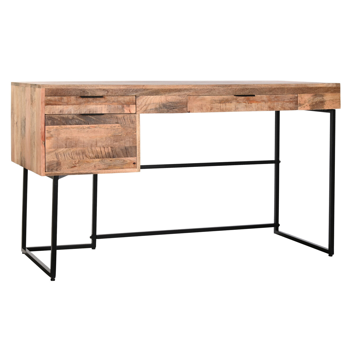 Mesa de metal em madeira de manga, 150x60x85cm, cor natural