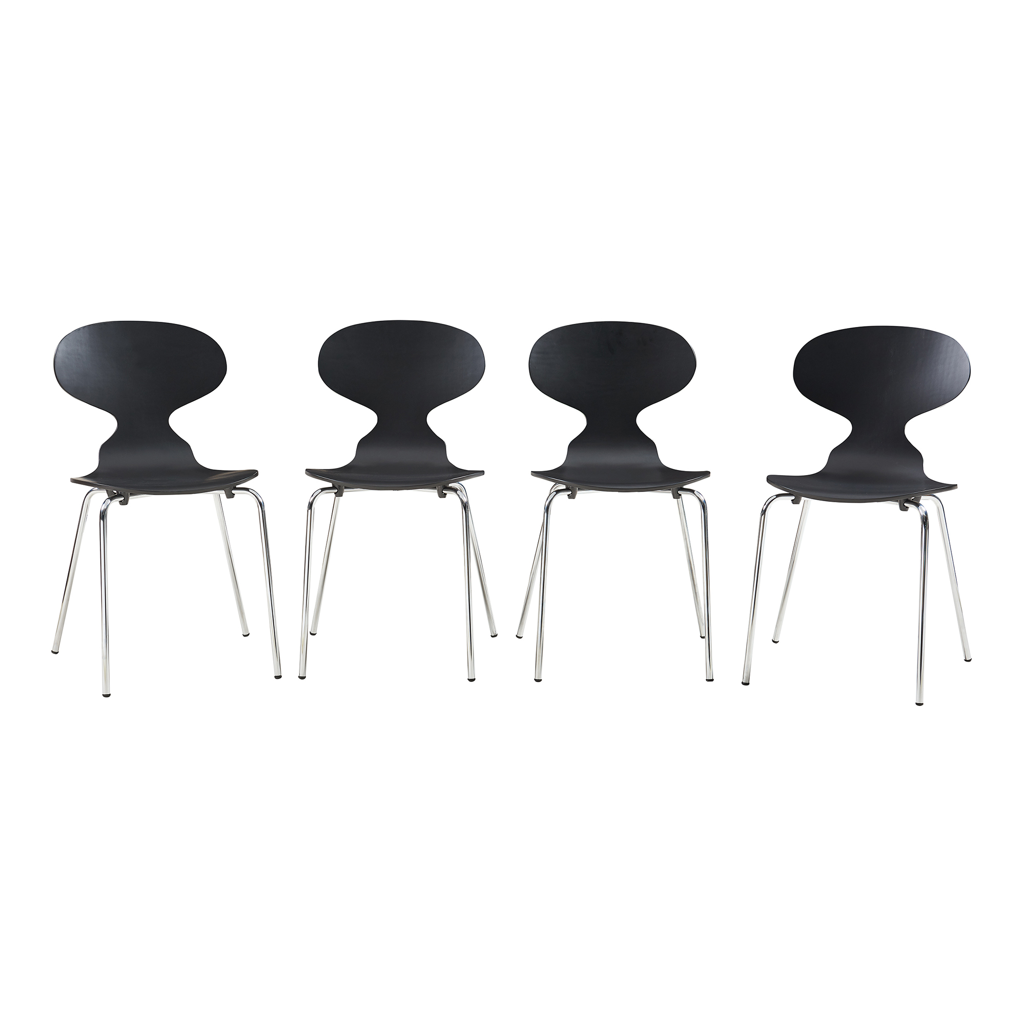Conjunto de 4 cadeiras de jantar kil 80x47x48cm preto/cromo [en.casa]