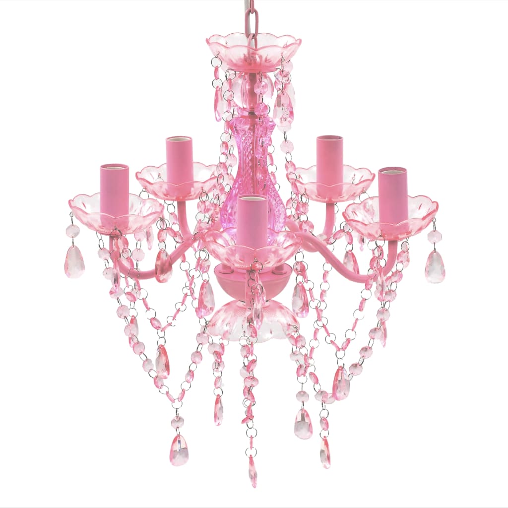 Lustre cor-de-rosa com 5 lâmpadas pt7786